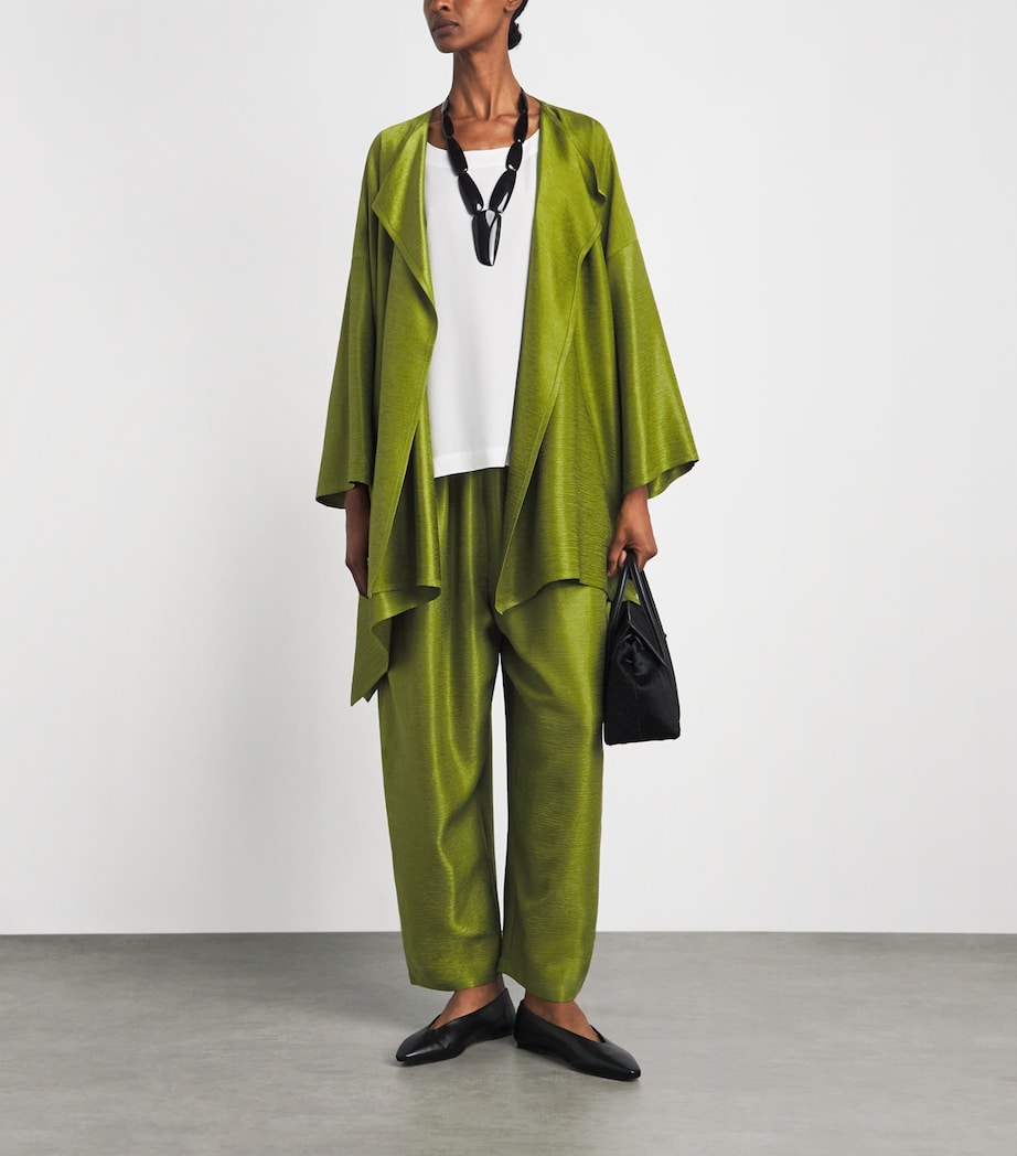 Eskandar Womens Silk Plissé Jacket Limedark Image 2