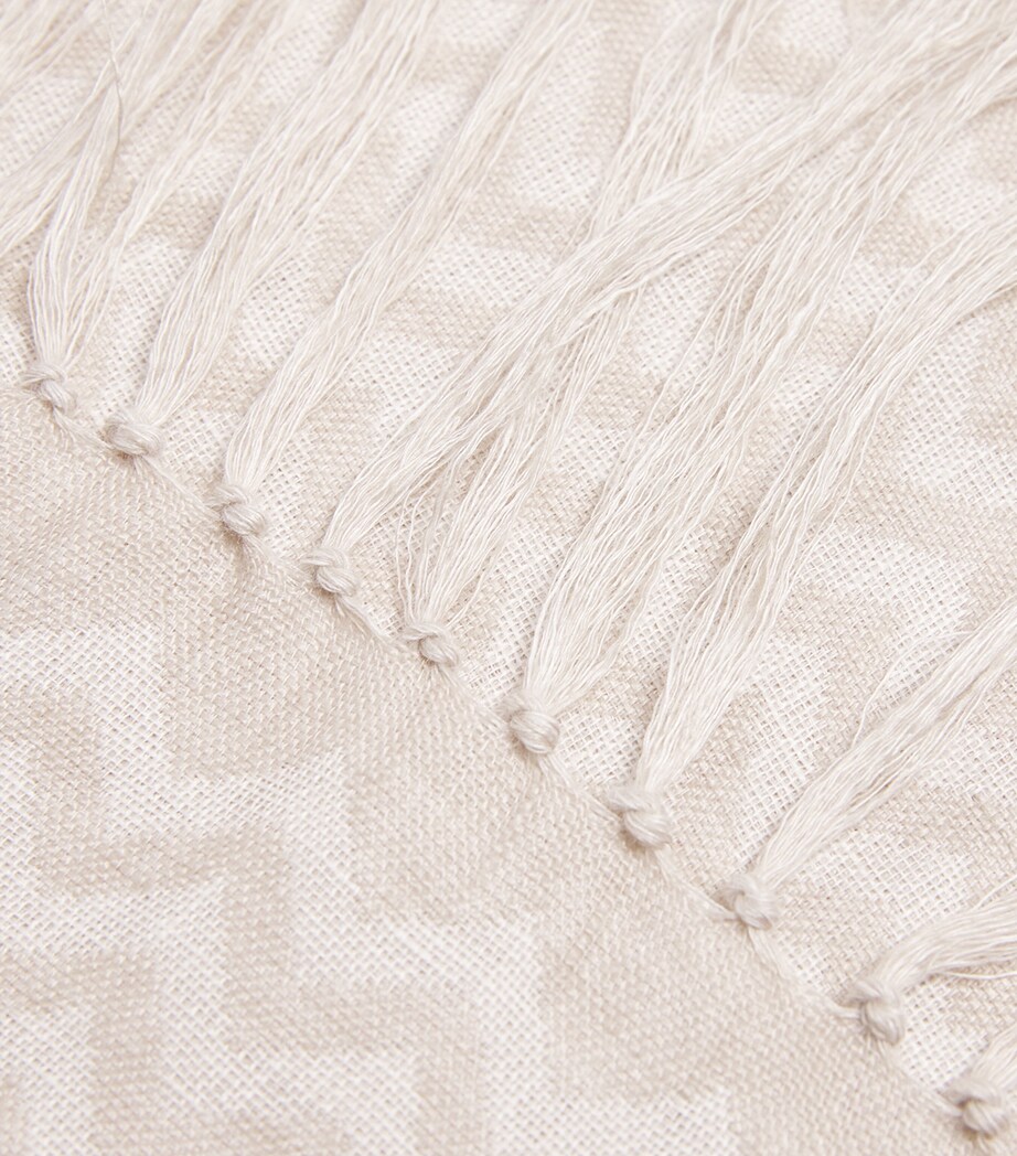 Eleventy Linen Chevron Scarf Bianco E Beige Image 5