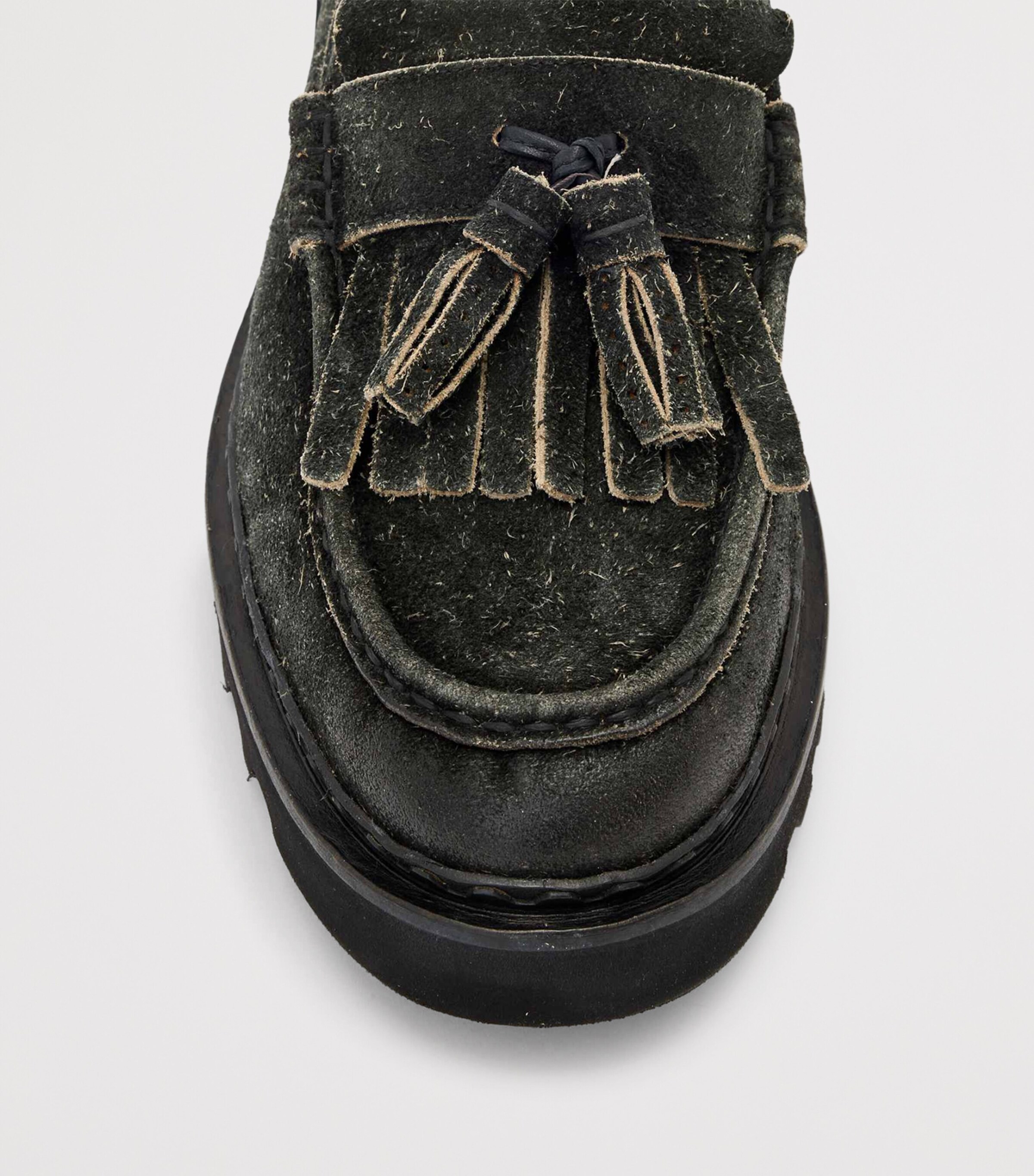 AllSaints Suede Tassel Skiff Loafers Charcoal Grey Image 5