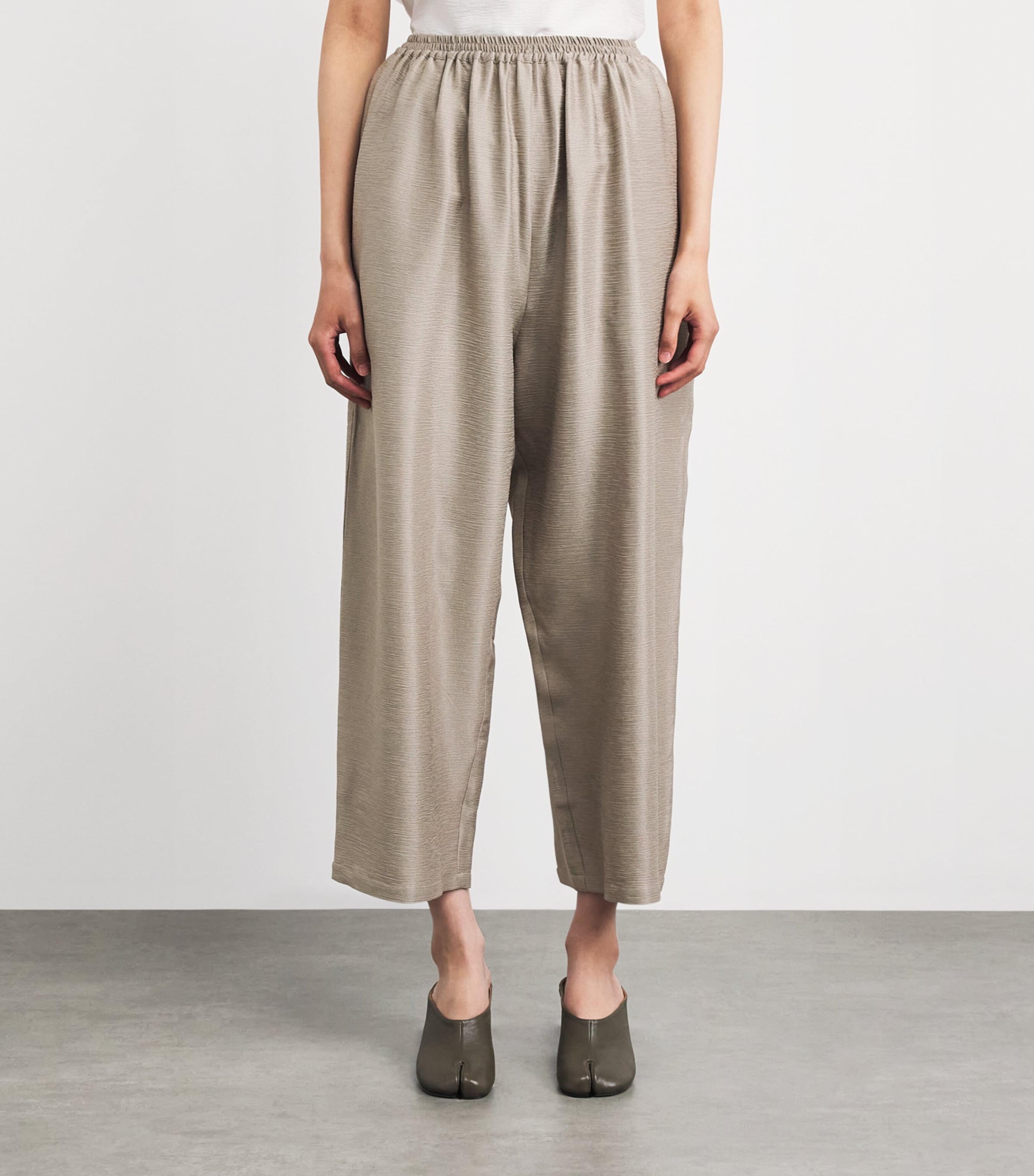 Eskandar Womens Silk Japanese Trousers Stone Image 4