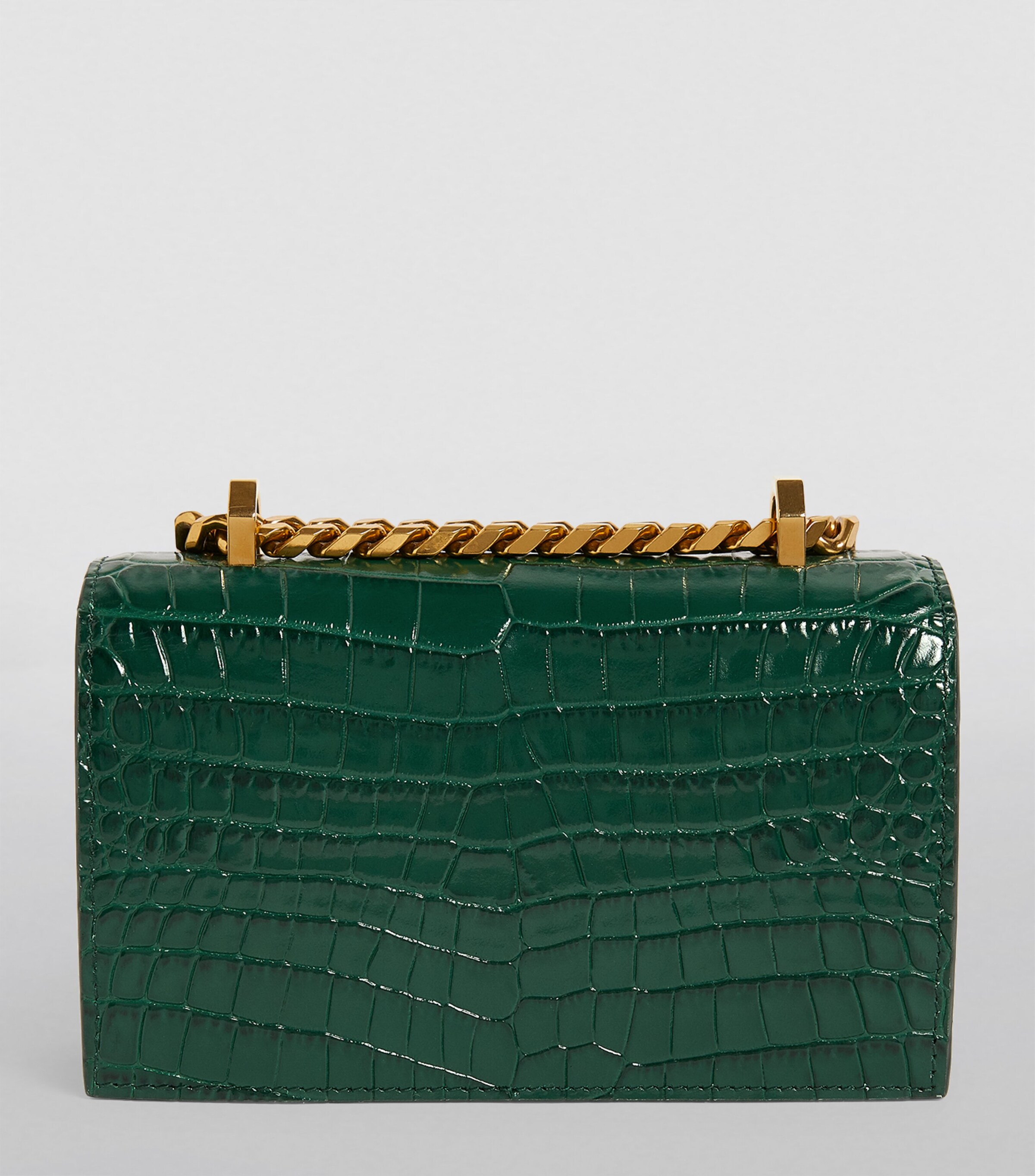 Small Croc-Embossed Leather Jewelled Satchel Bag 3120 Image 4