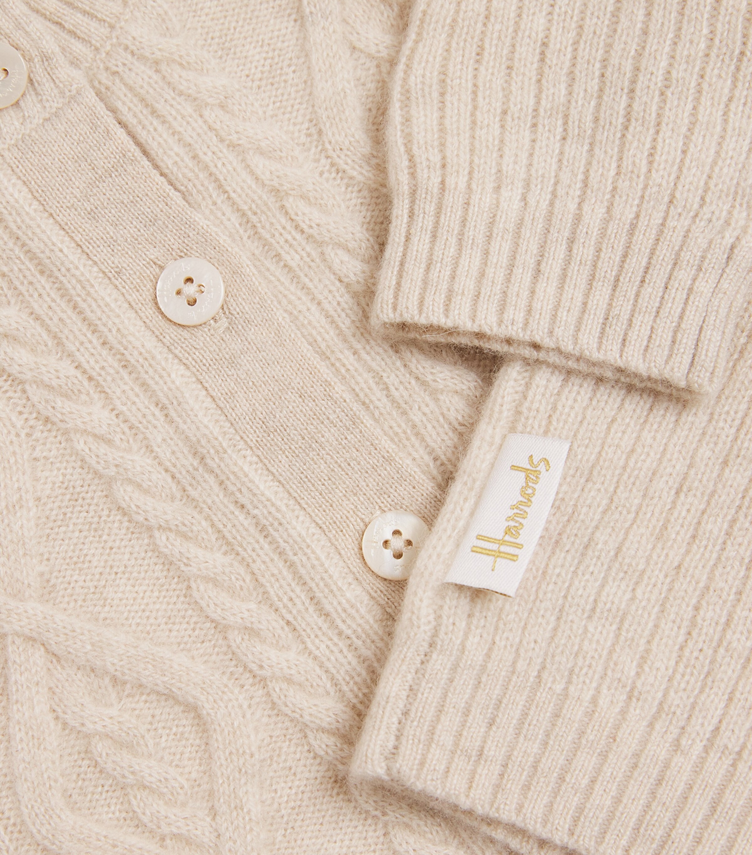 Cashmere Cable-Knit Cardigan (0-18 Months) OATMEAL Image 4