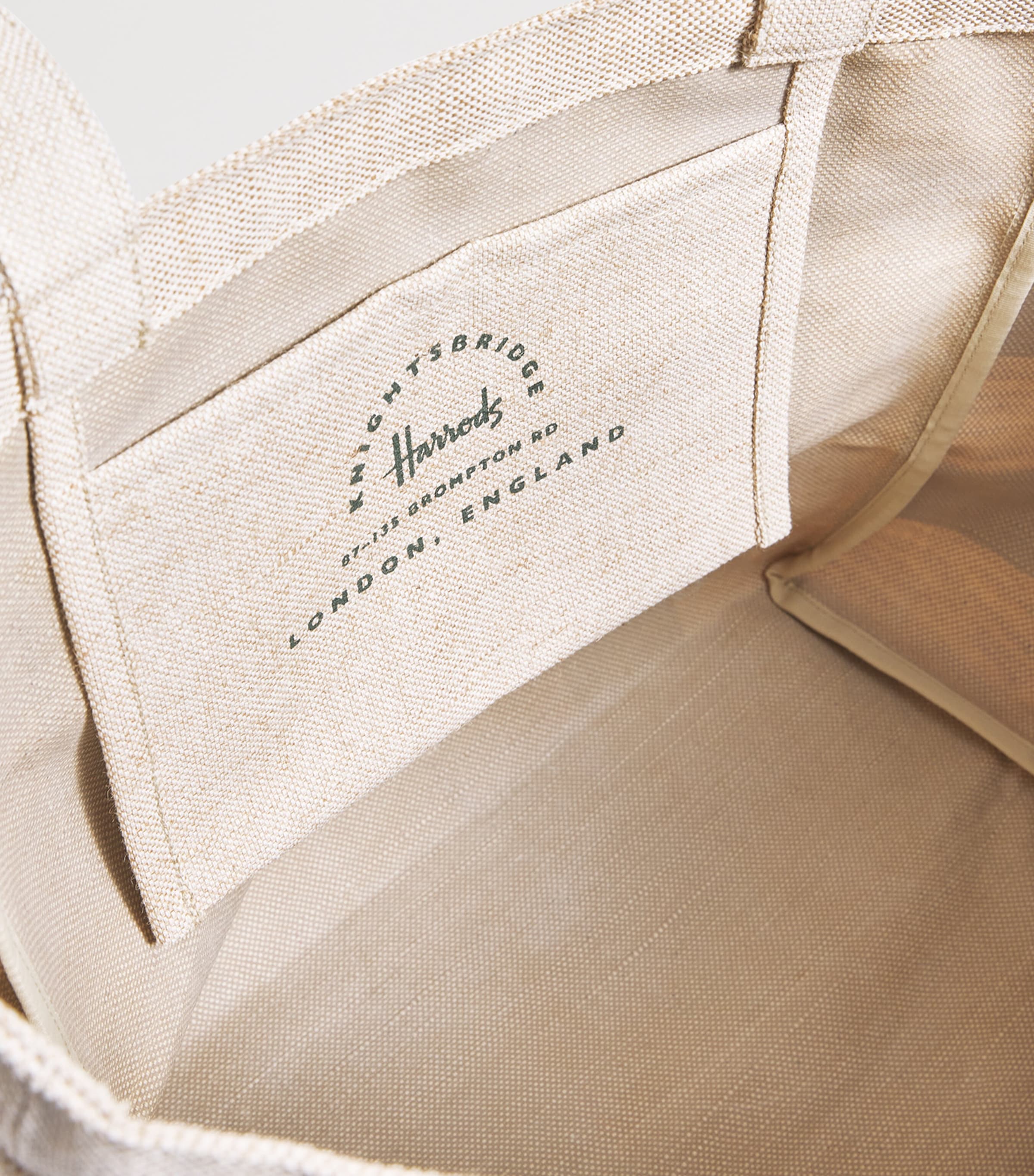 Harrods Large Jute Striped Logo Tote Bag | Harrods US