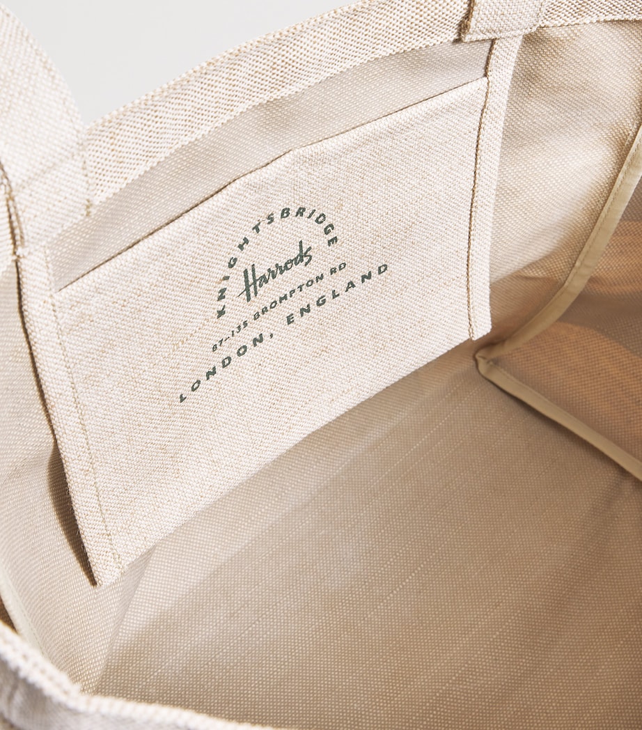 Large Jute Striped Logo Tote Bag GREEN Image 5
