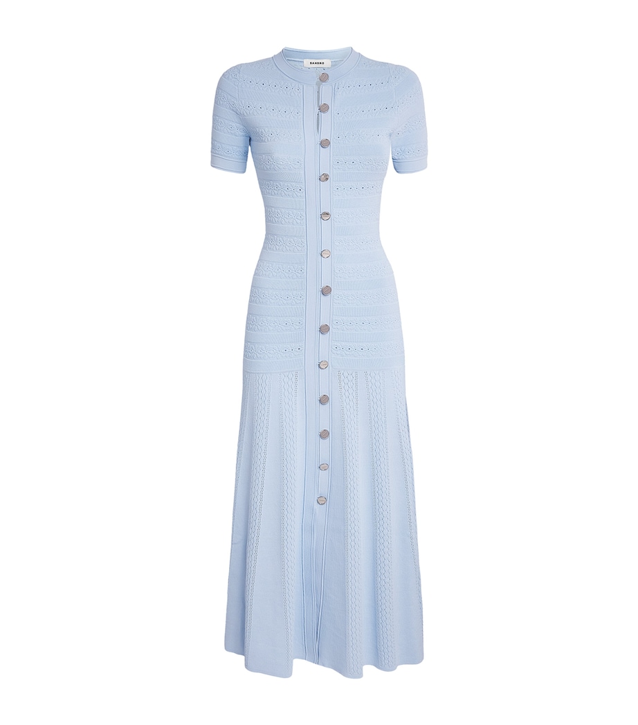 Sandro Paris Womens Knitted Midi Dress Sky Blue Image 1