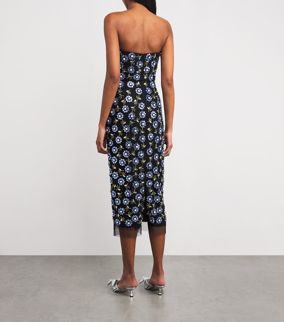 Embroidered Strapless Midi Dress 002 BLACK MULTI Image 3