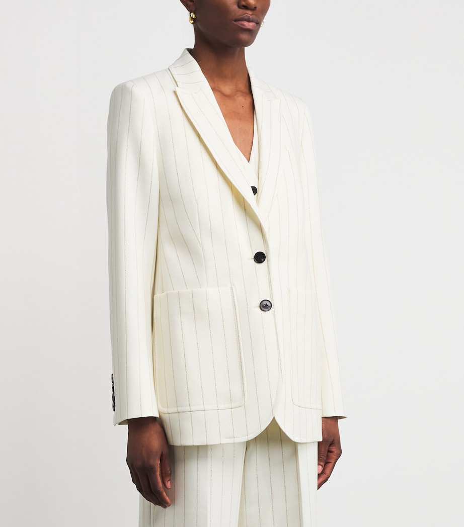 Metallic Pinstripe Blazer IVORY/GOLD Image 3