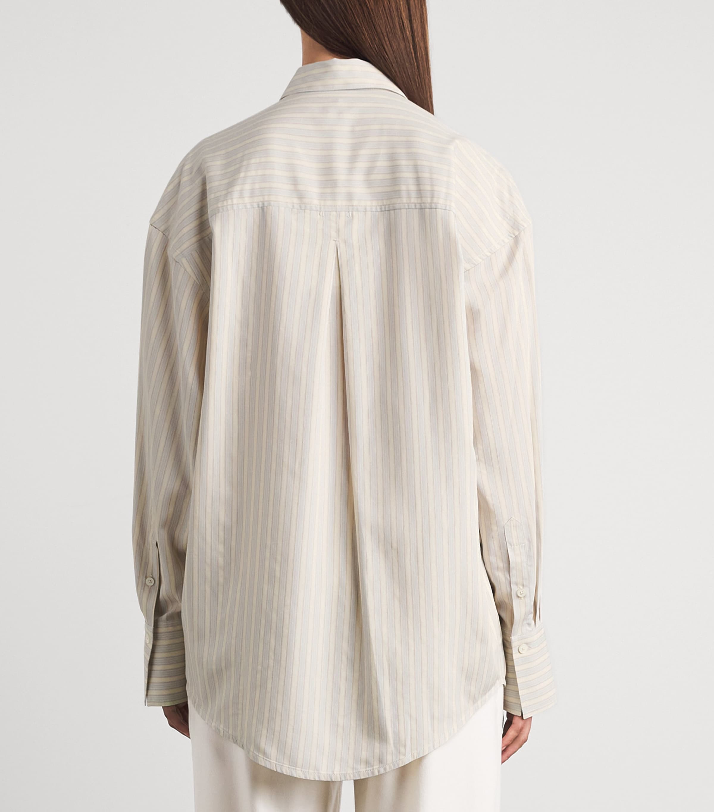 Toteme Womens Silk Oversized Stripe Shirt Yellow/sky Image 5