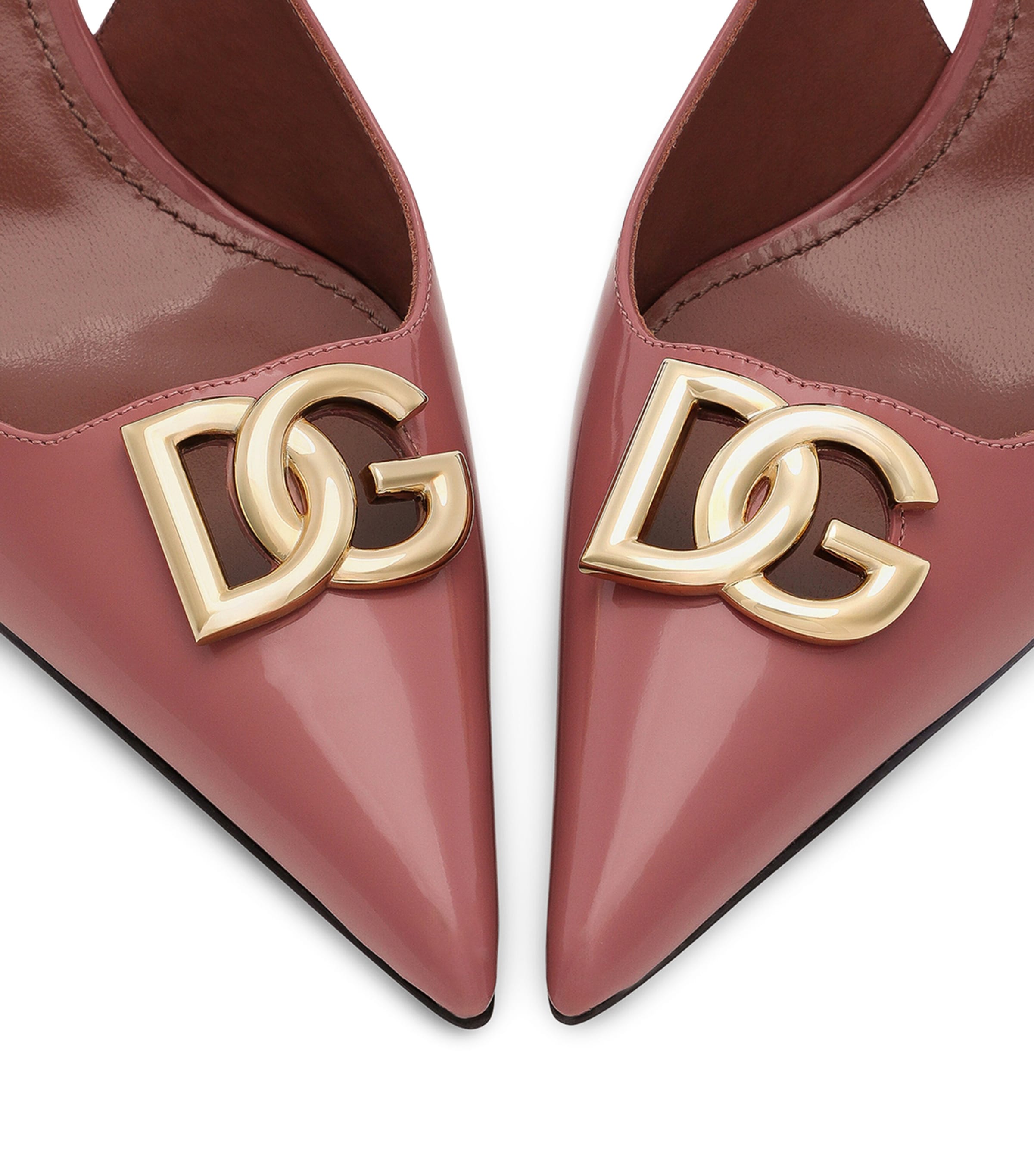 Patent Leather Logo Slingback Pumps 8H415-ROSA ANTICO Image 3