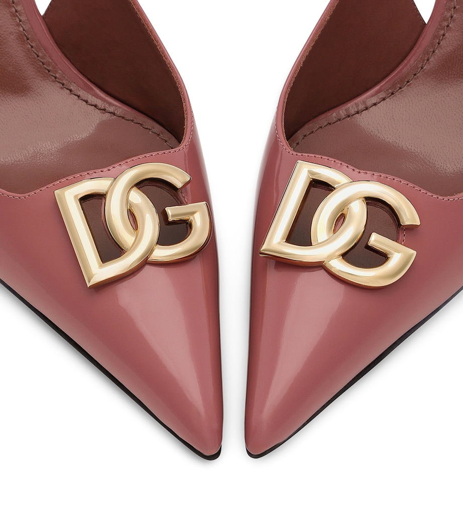 Patent Leather Logo Slingback Pumps 8H415-ROSA ANTICO Image 3