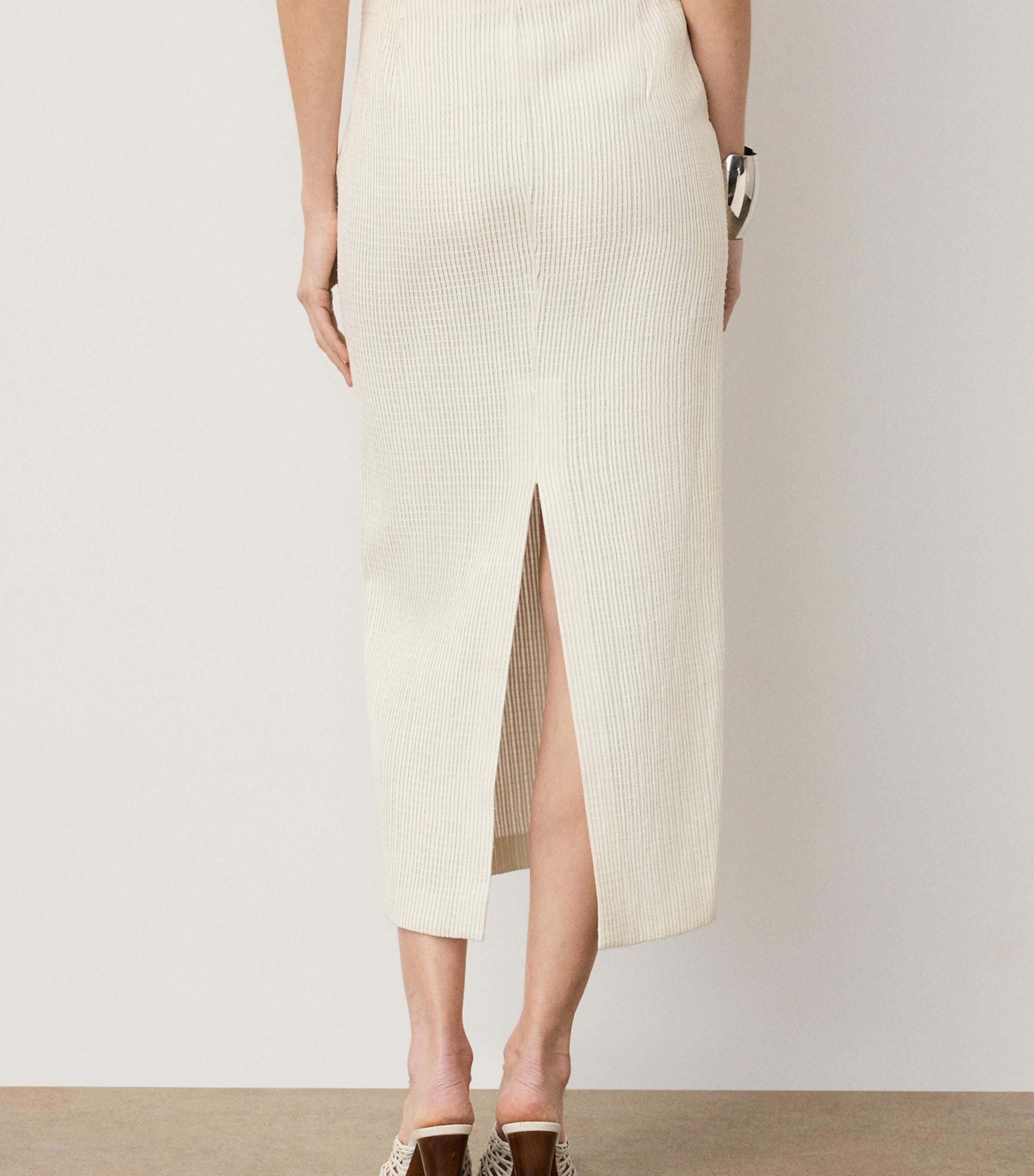 Ralph Lauren Collection Womens Leather Regena Midi Skirt Cream Image 4