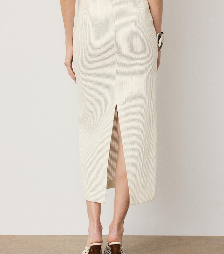 Ralph Lauren Collection Womens Leather Regena Midi Skirt Cream Image 4