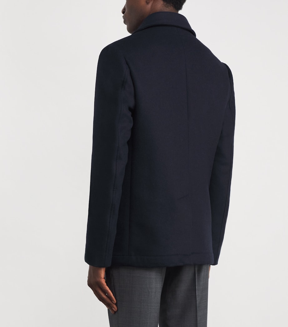 Wool-Silk-Cashmere Pea Coat 001 NAVY BLUE Image 4