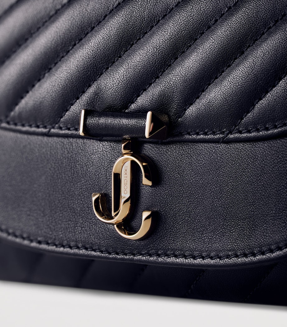 Quilted Leather Curve Chain Wallet MARINE/SHINY GOLD Image 5