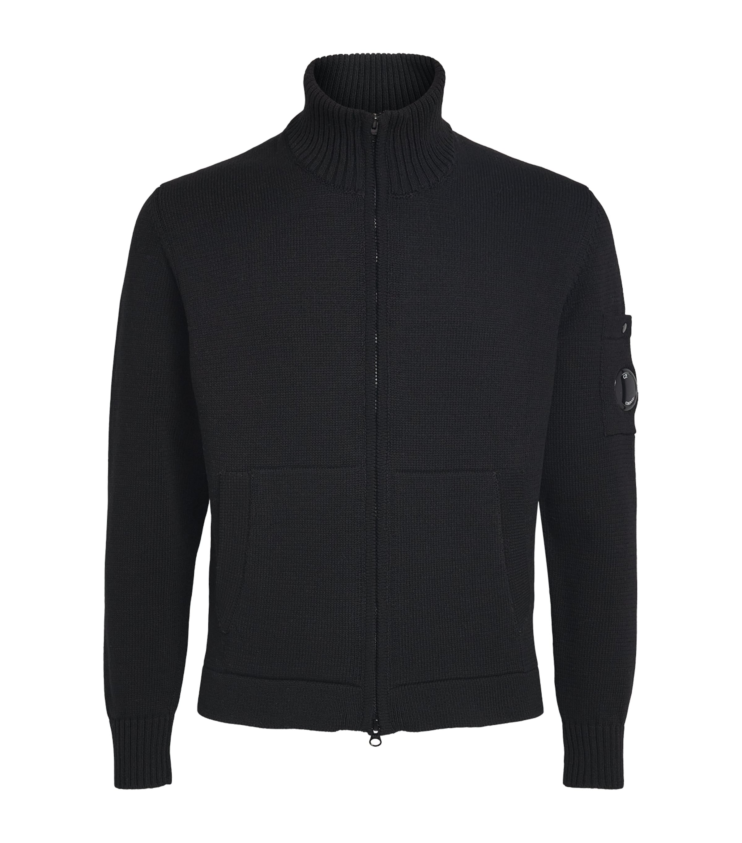 C.P. Company Mens Cotton Zip-Up Cardigan Black Image 1