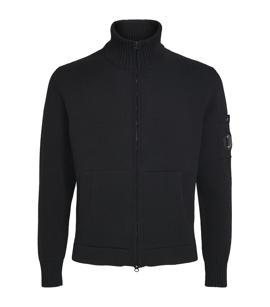 C.P. Company Mens Cotton Zip-Up Cardigan Black Image 1