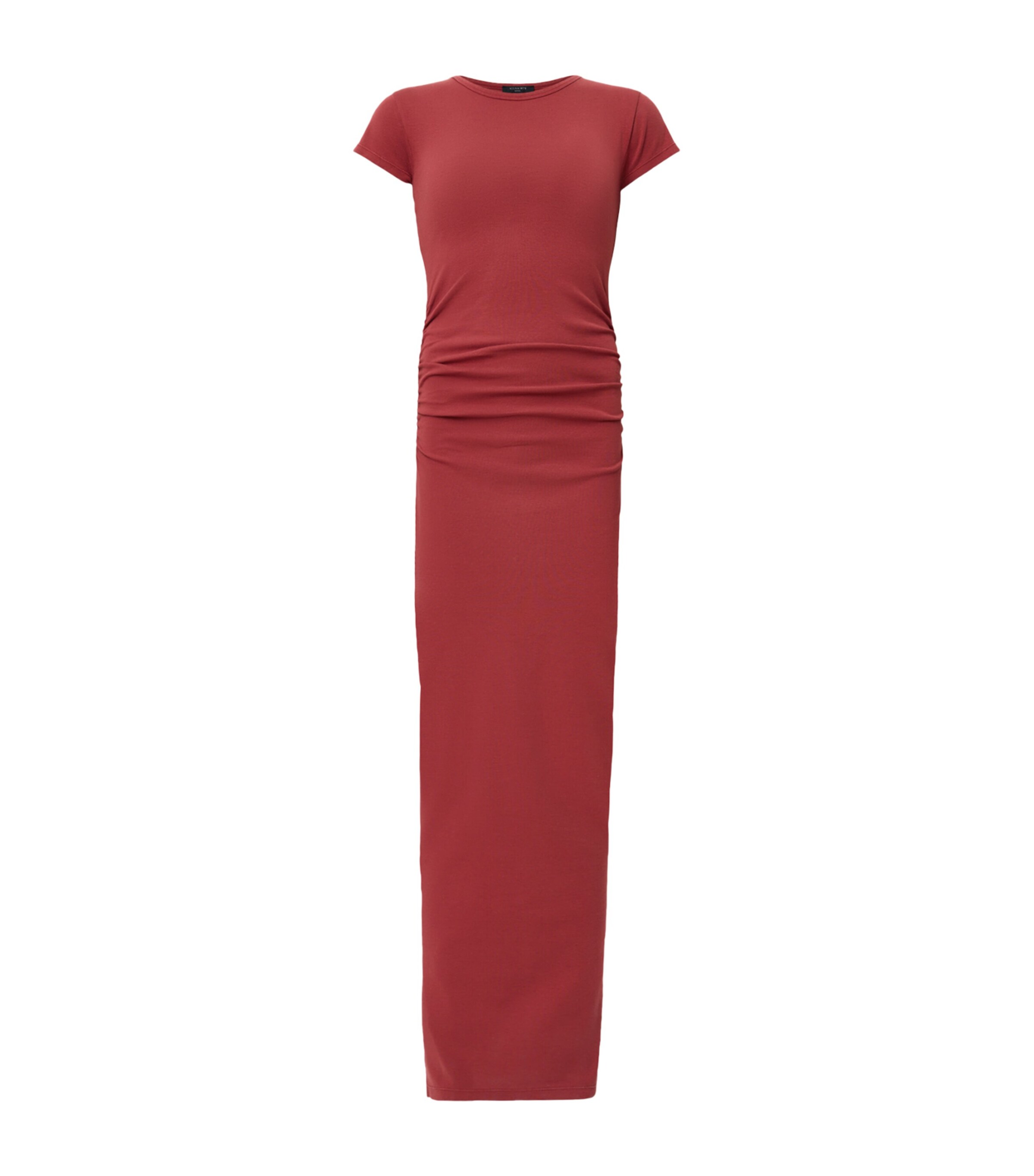 AllSaints Womens Stretch-Organic Cotton Katarina Maxi Dress Burnt Brick Red Image 1