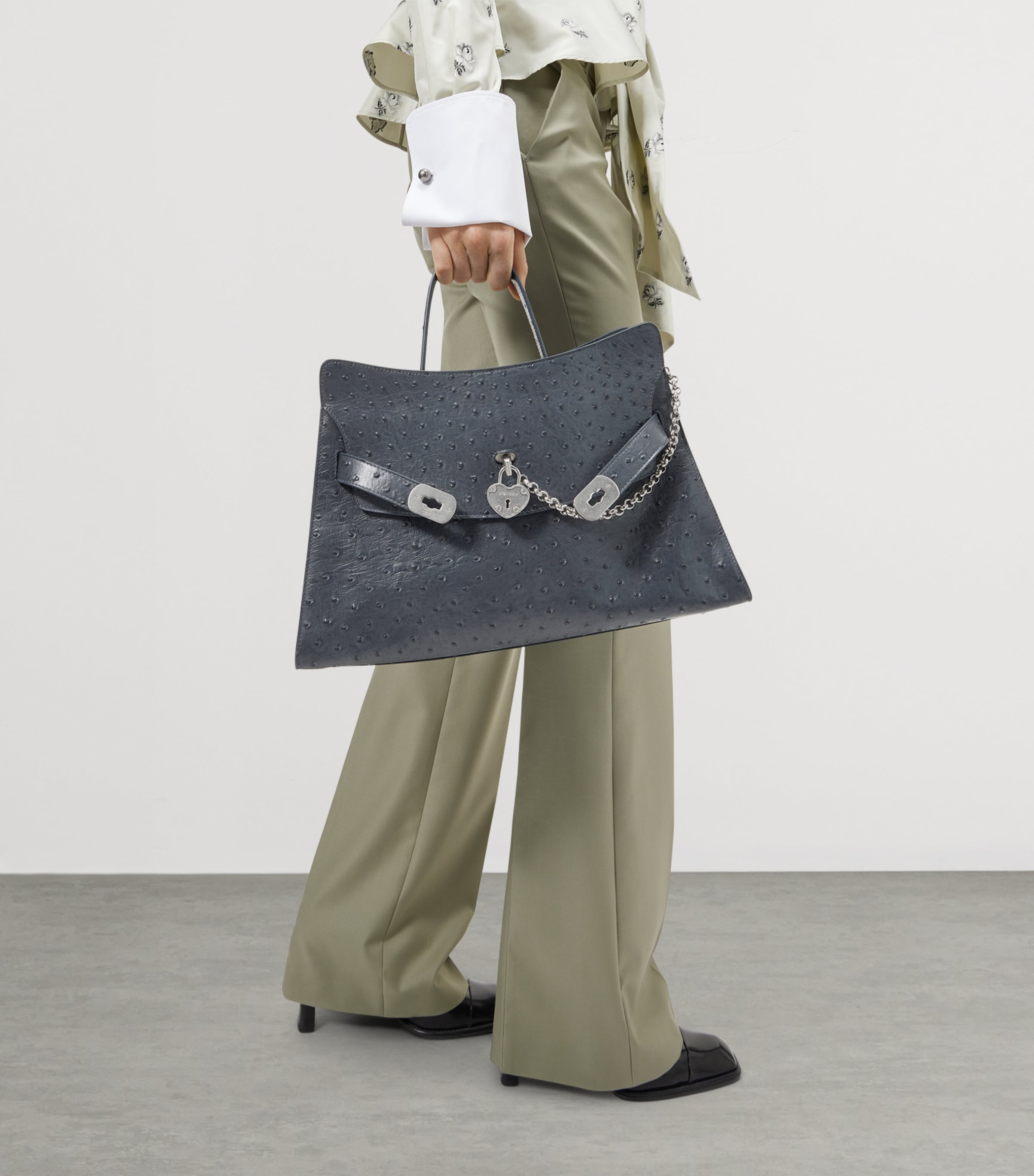 McQueen Calfskin Locke Top-Handle Bag Image 2