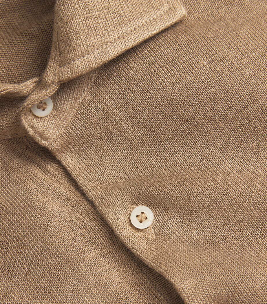Linen Polo Shirt 035 NATURAL / BEIGE Image 5