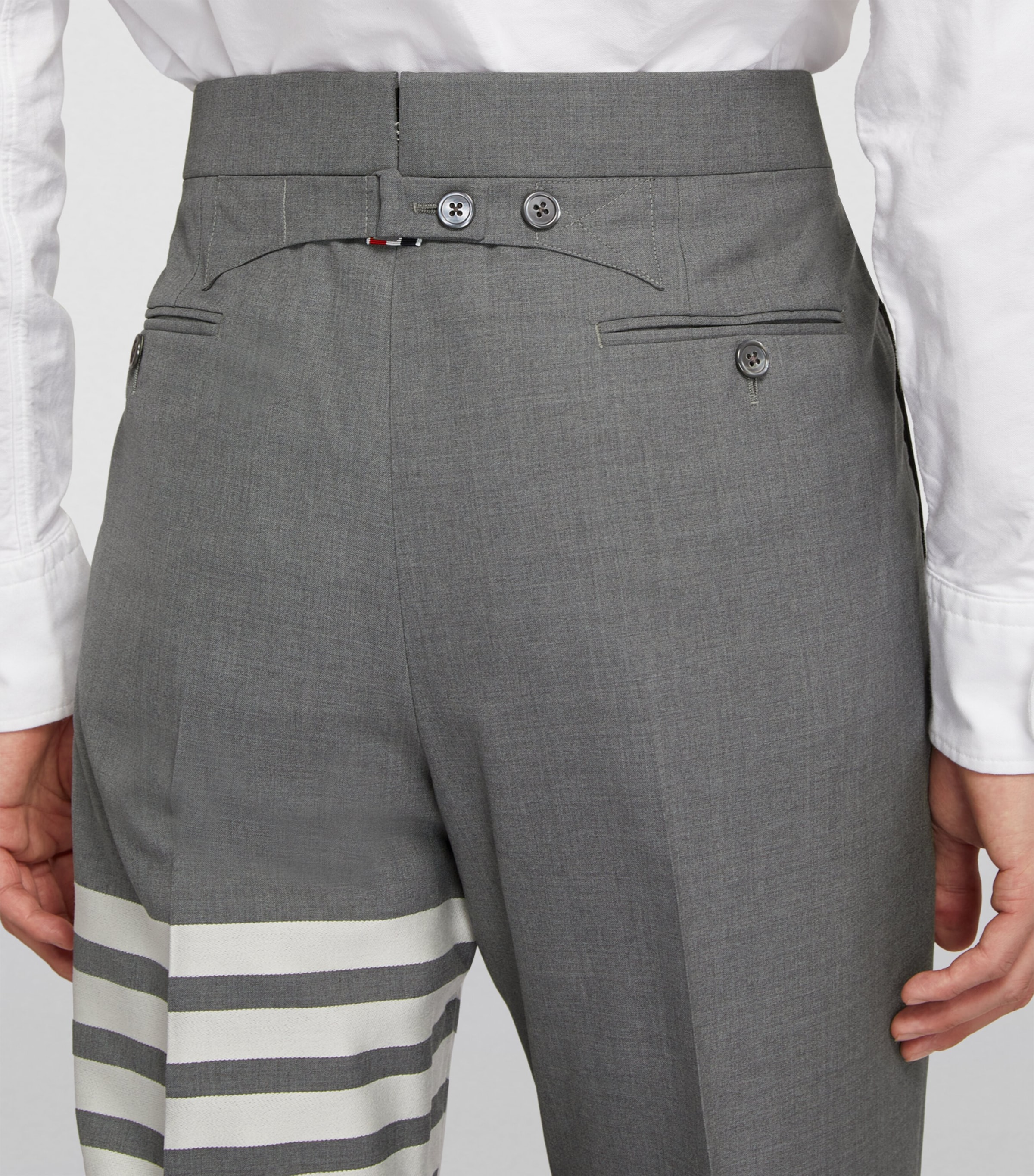 Wool 4-Bar Stripe Tailored Trousers MED GREY Image 7