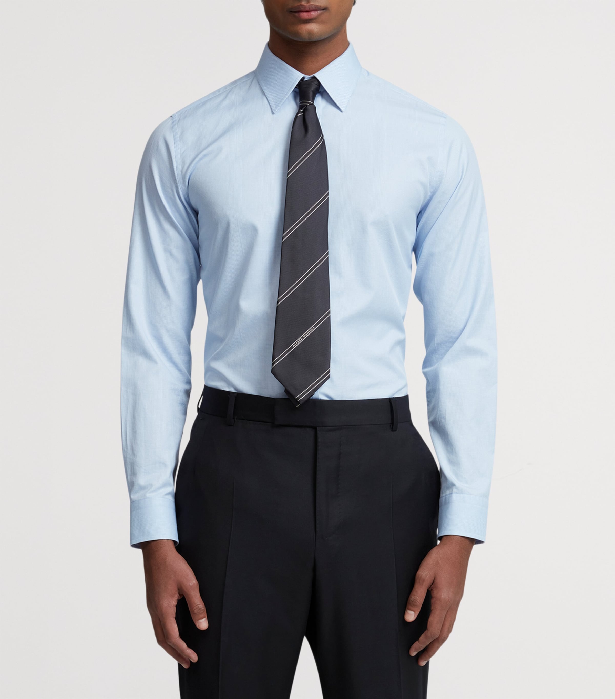 Cotton Micro Check Dress Shirt 442SKY BLUE Image 2