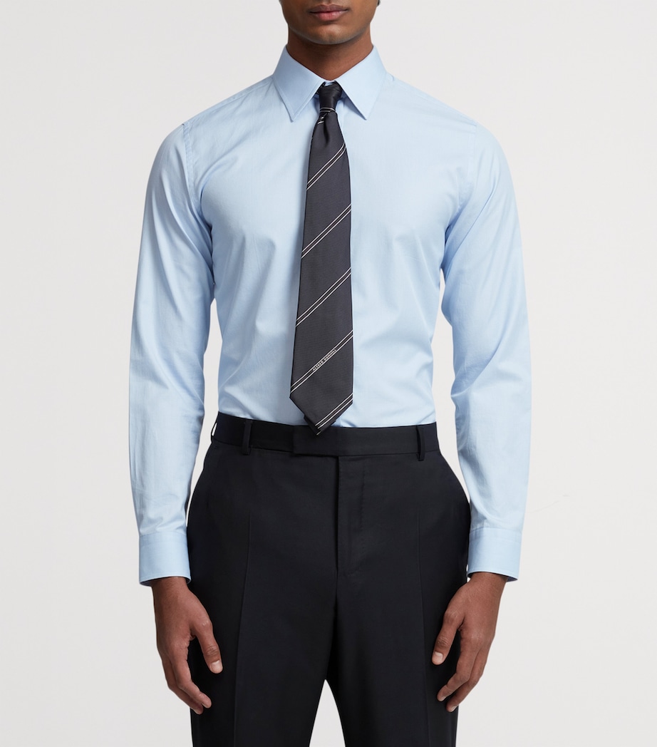 Cotton Micro Check Dress Shirt 442SKY BLUE Image 2