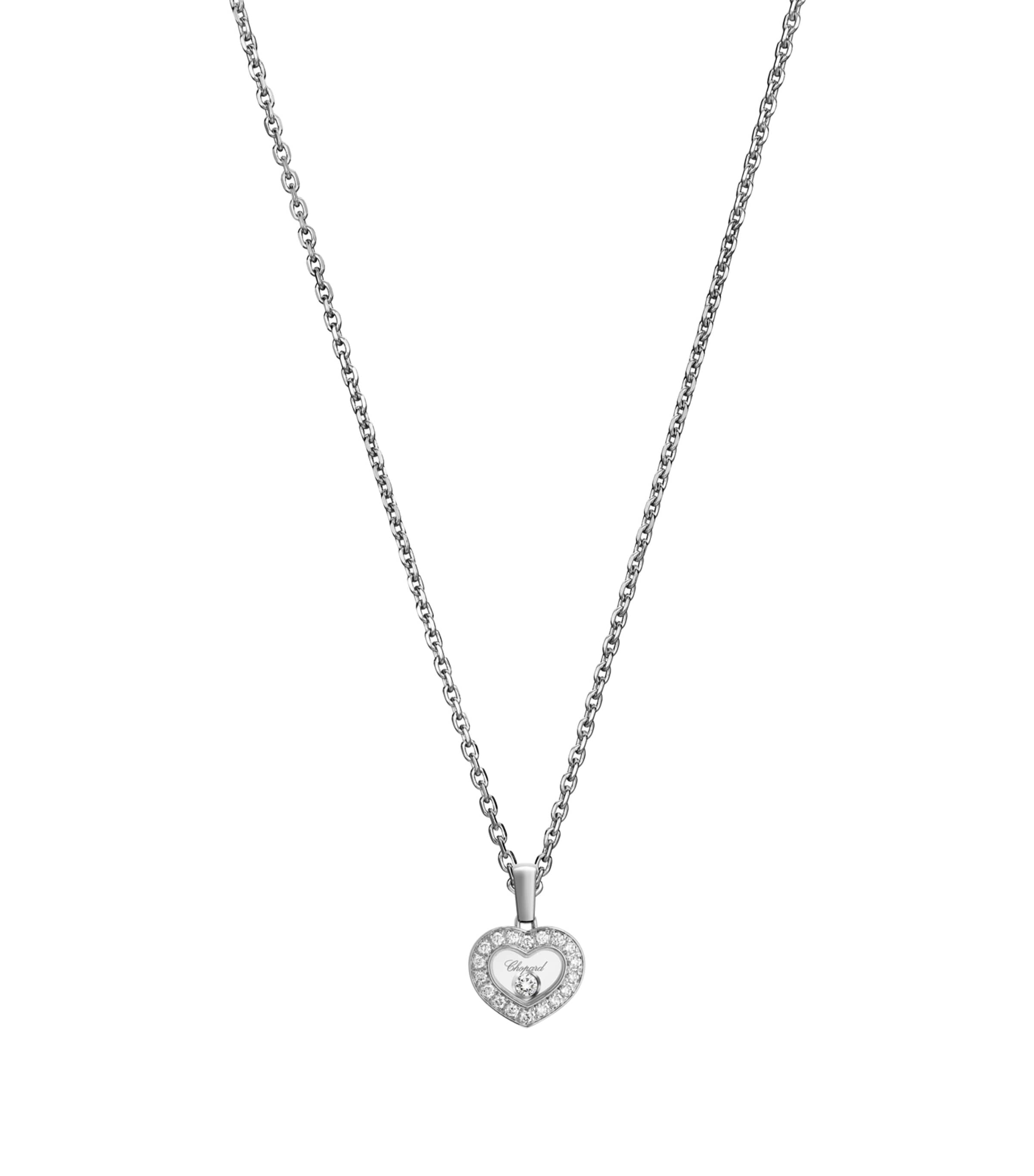 Chopard White Gold And Diamond Happy Diamonds Icons Pendant Necklace In Metallic