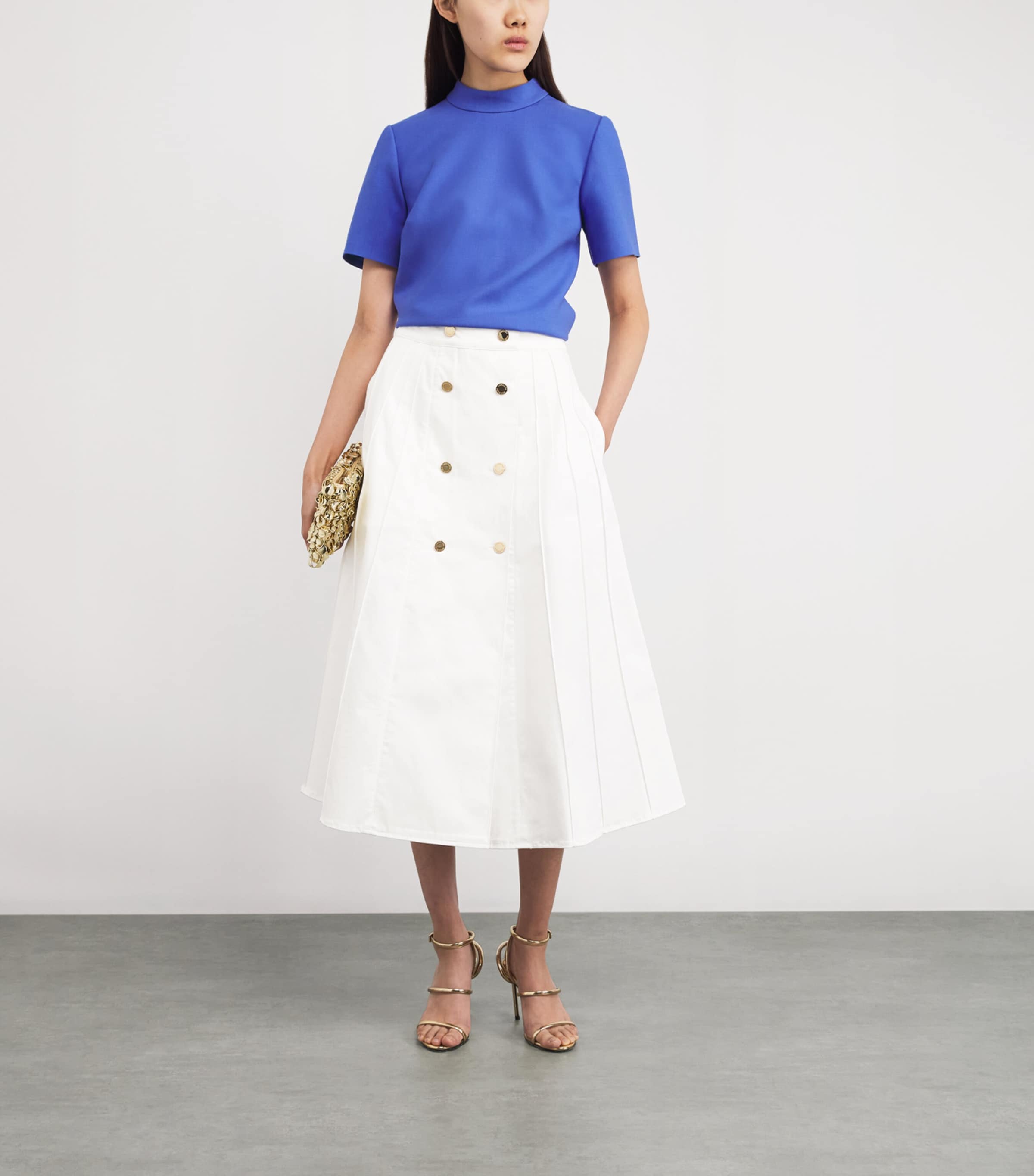 Cotton-Blend Midi Skirt 100 WHITE Image 2