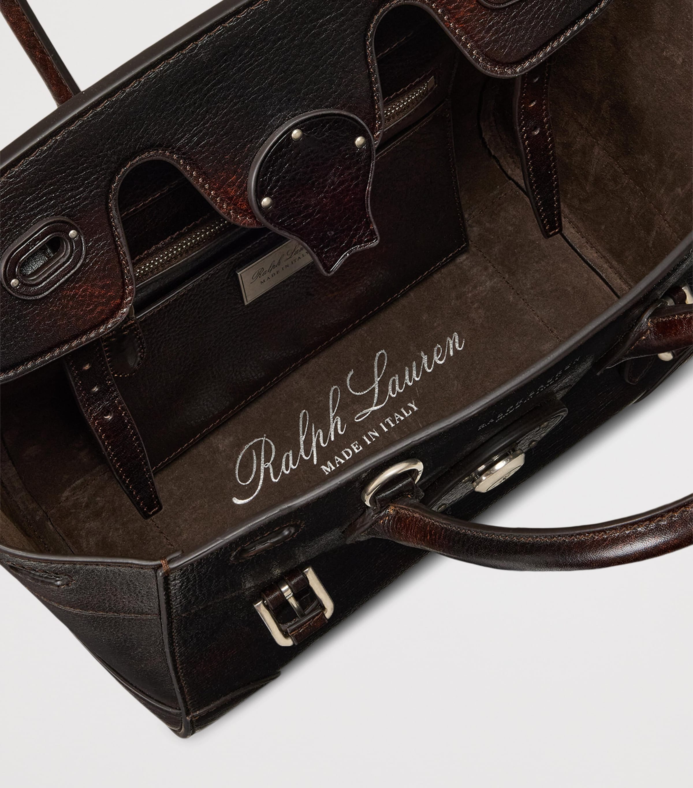 Ralph Lauren Collection Leather Soft Ricky 27 Top-Handle Bag Vintage Brown Image 3