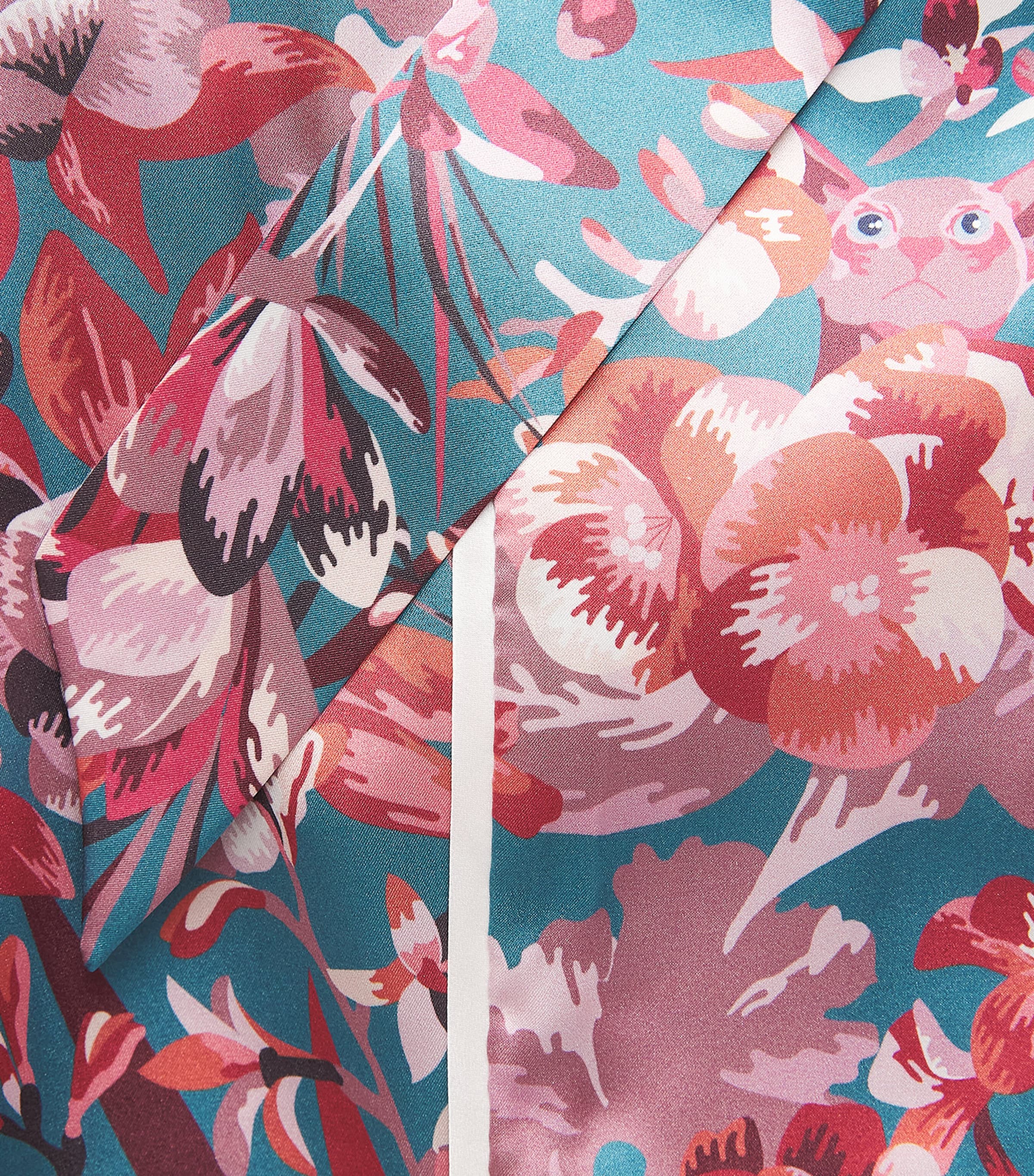 Derek Rose Womens Silk Floral Night Robe Teal Image 5