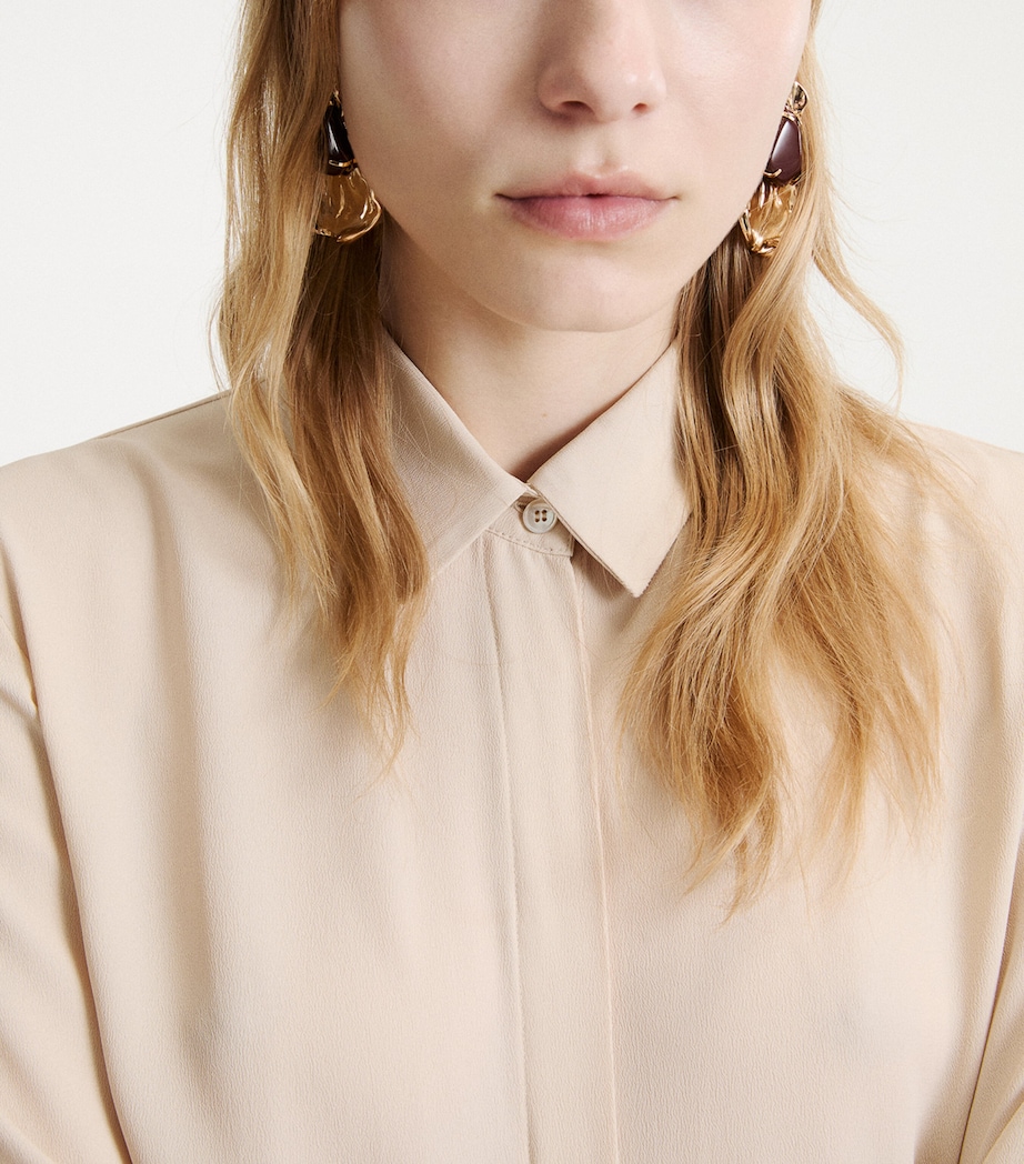 Marella Womens Crepe de Chine Flower-Detail Shirt Sand Image 4