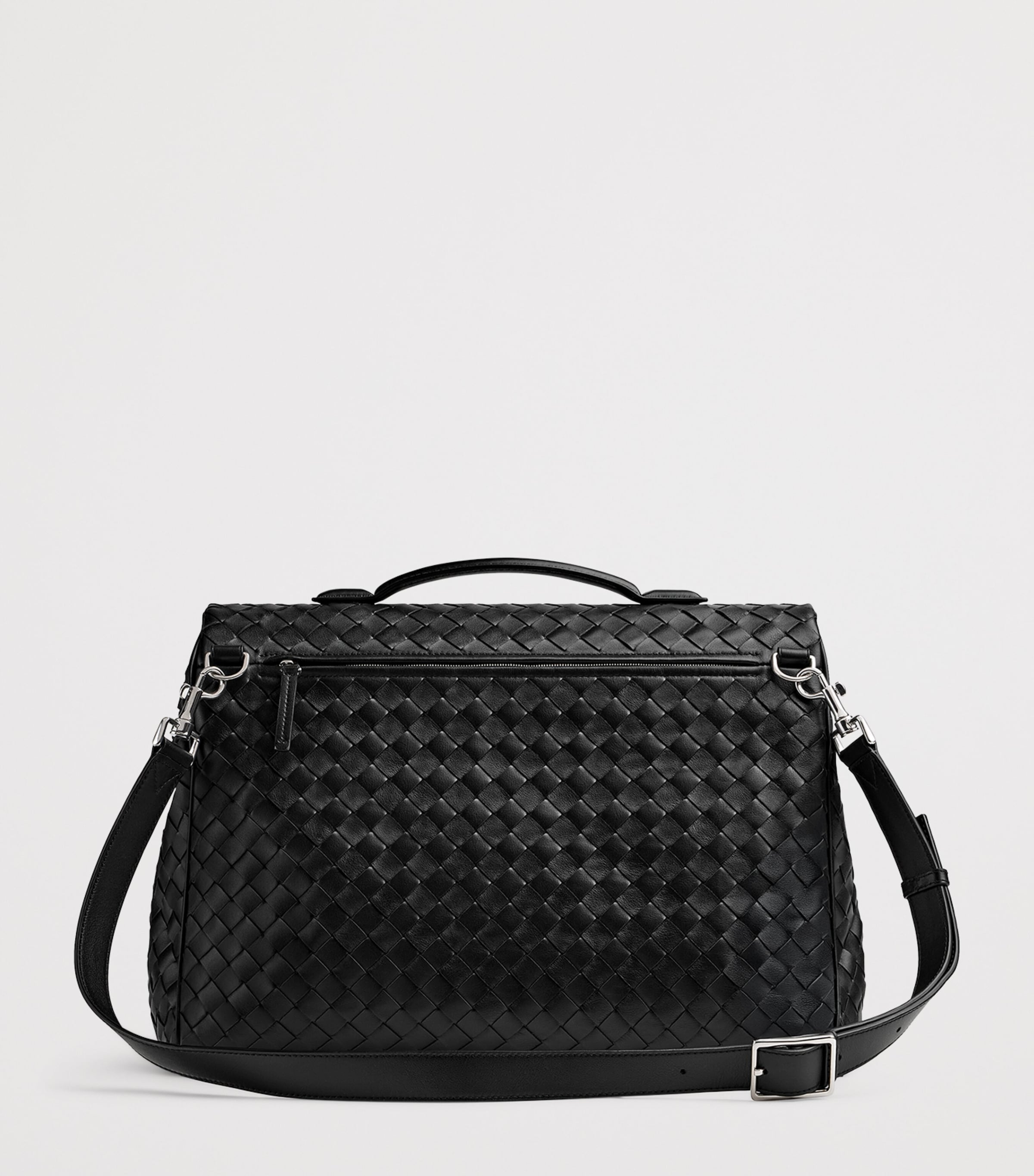 Bottega Veneta Silver Leather Intrecciato Archivist Cross-Body Bag