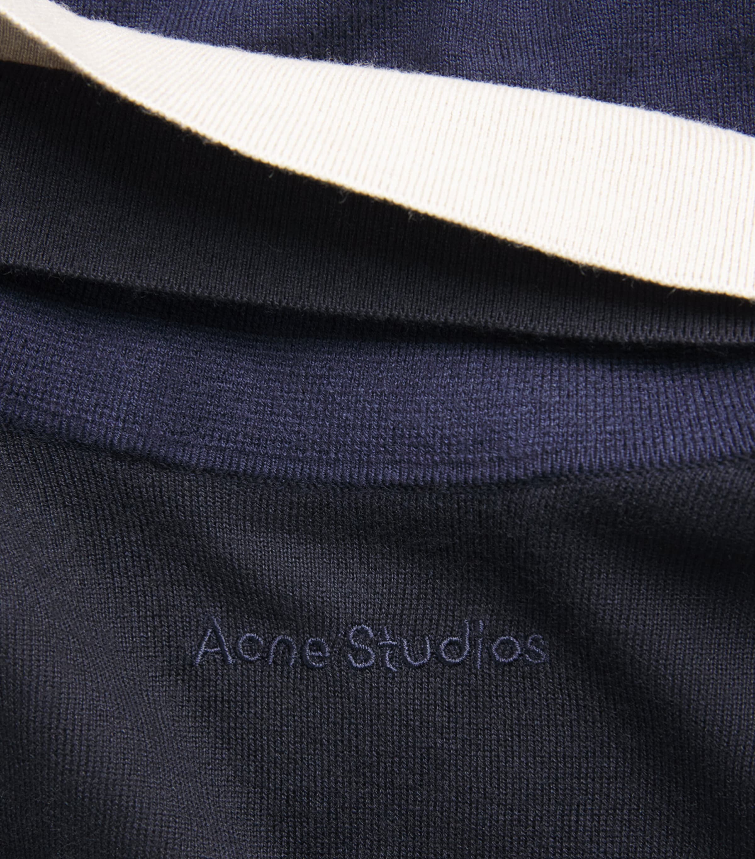 Acne Studios Womens Silk-Wool-Cashmere Layered Polo Sweater Navy Image 6