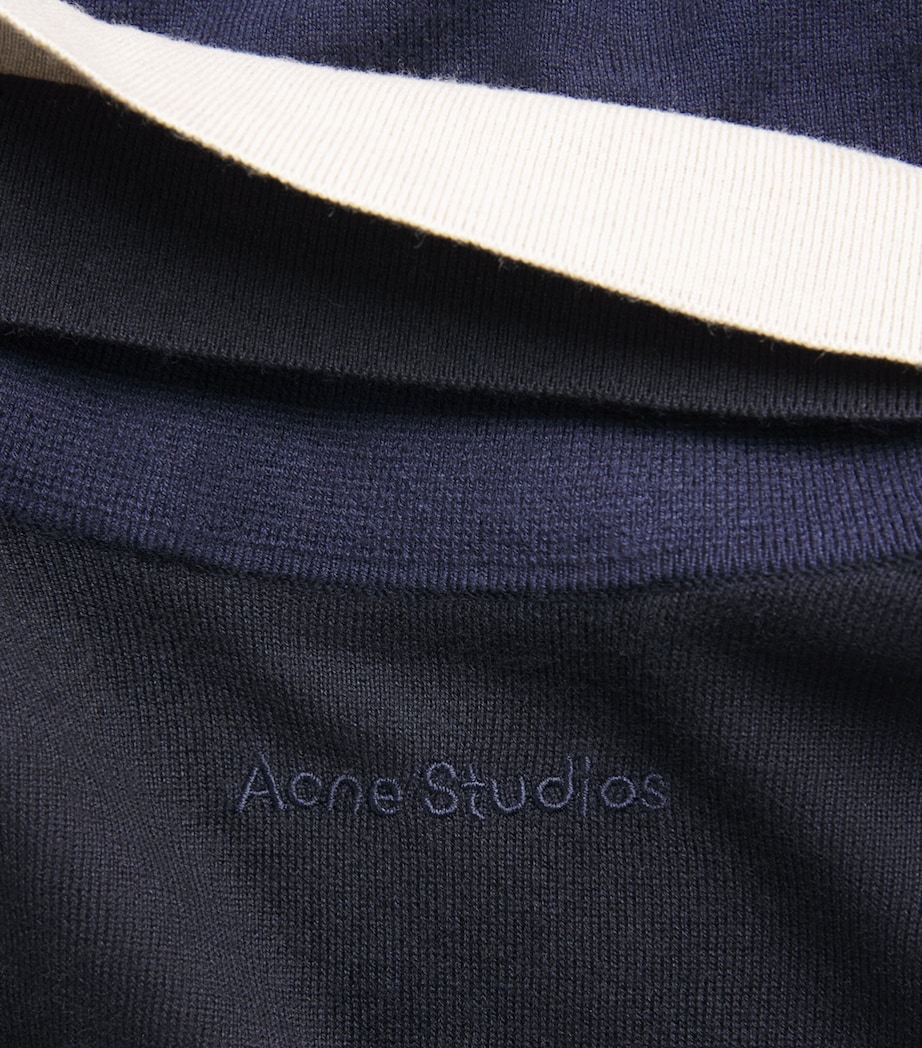 Acne Studios Womens Silk-Wool-Cashmere Layered Polo Sweater Navy Image 6