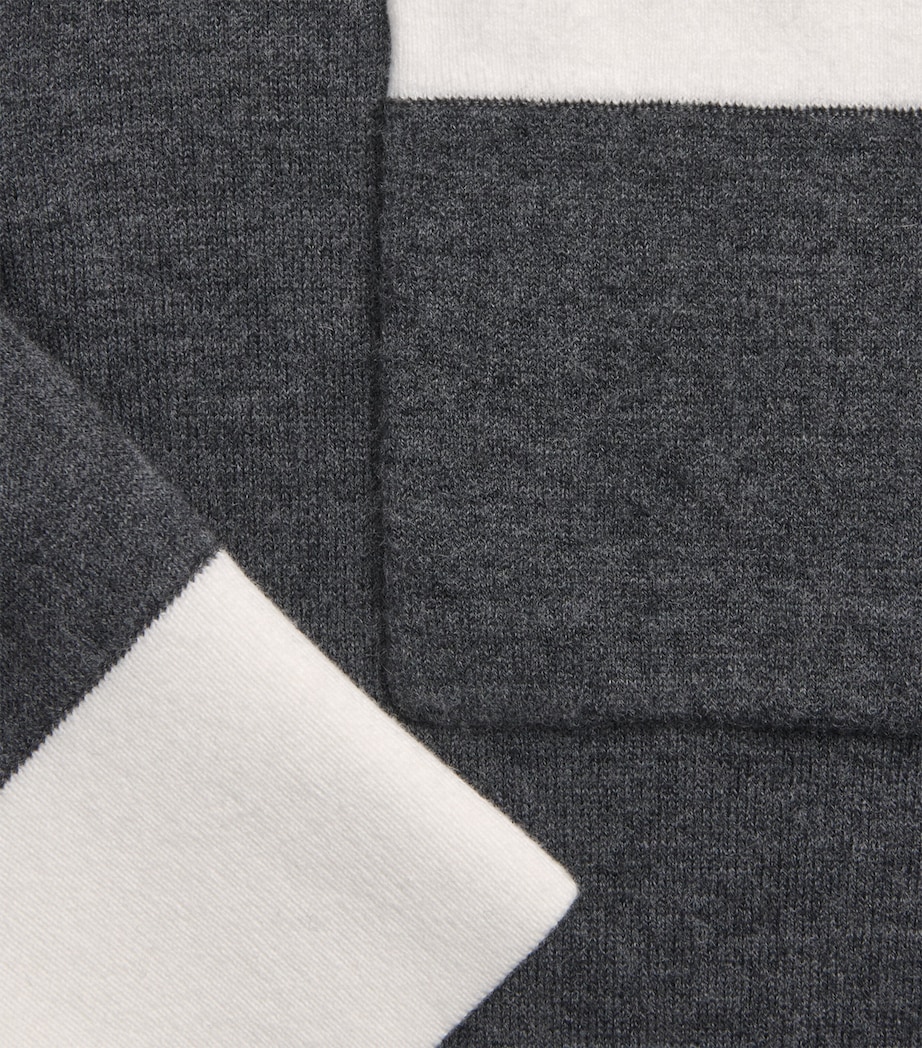 Contrast-Collar Cardigan GREY Image 5