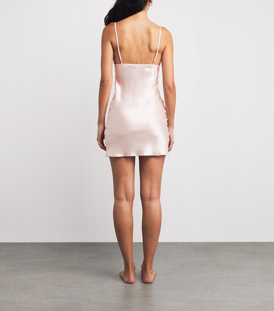 Silk Feather-Trim Taylor Slip Dress PERFUME PINK Image 4