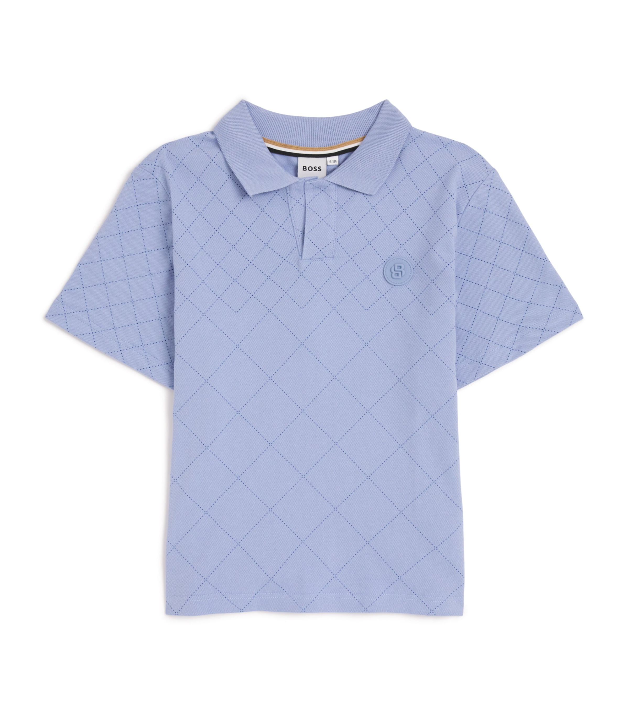 Stretch-Cotton Grid Polo Shirt (4-16 Years) 57MEDIUM GREY Image 1