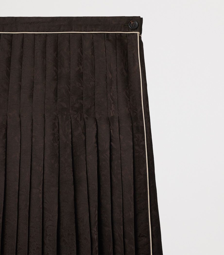 Silk Sunflower Pleated Midi Skirt HAWK BROWN IP PAT Image 4