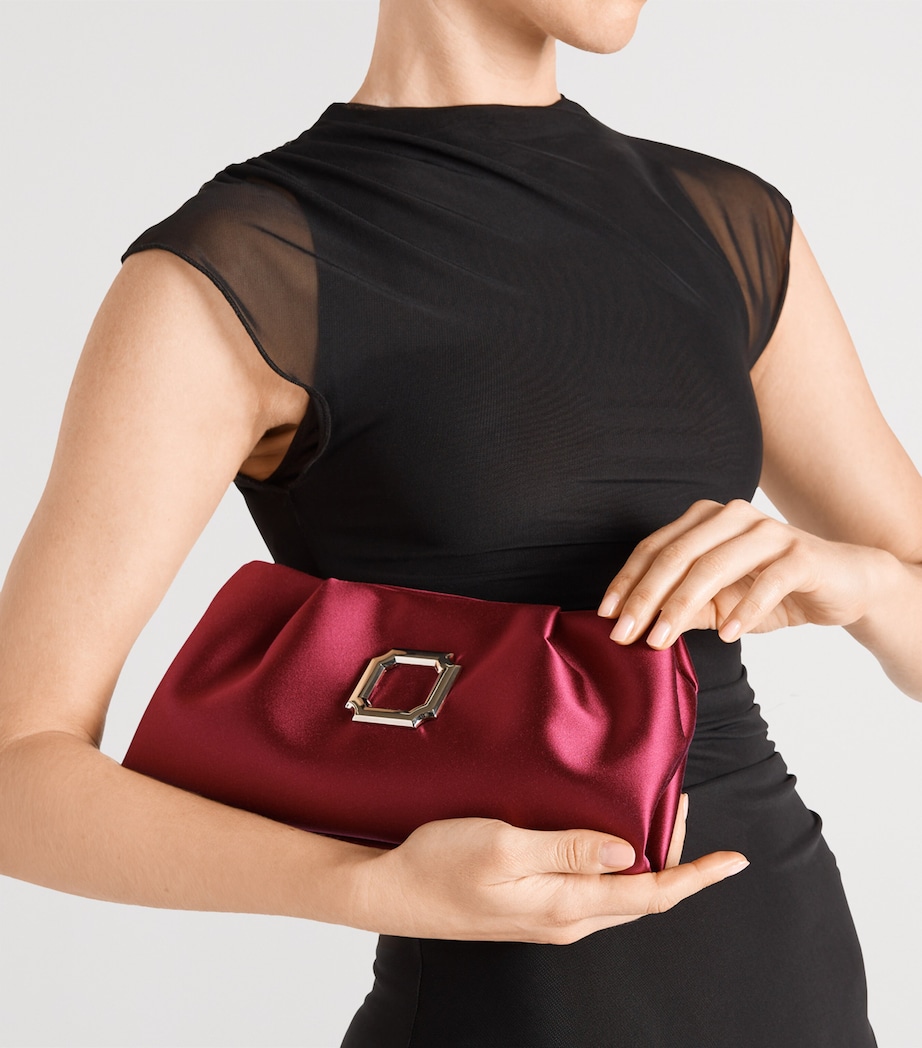 Satin Vittoria Soft Clutch Bag WINE Image 3