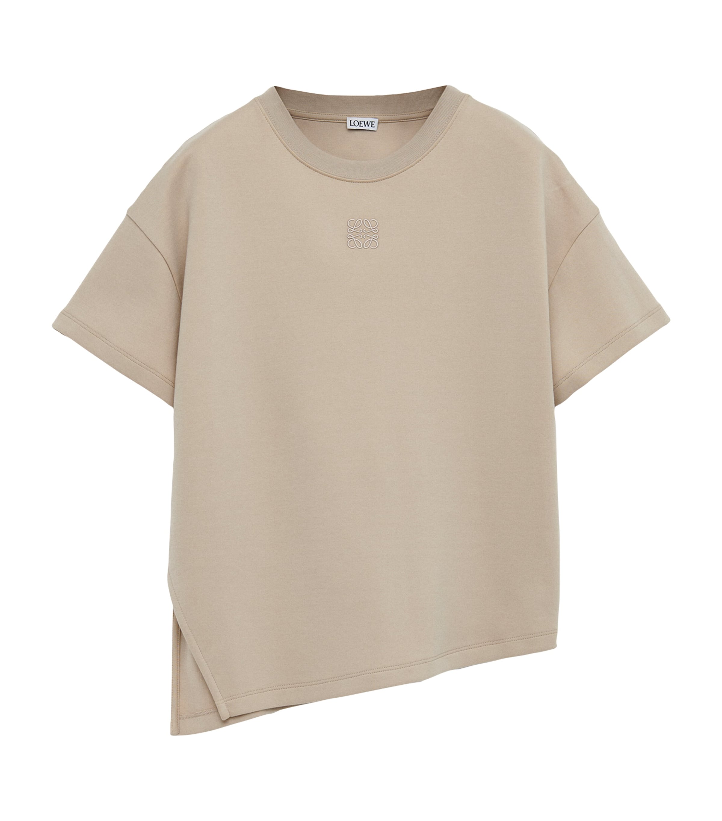 Loewe Womens Beige Asymmetric Short-sleeve Cotton-jersey T-shirt In Neutral