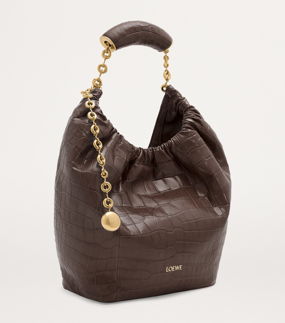 Small Crocodile Squeeze Shoulder Bag CHESTNUT Image 2