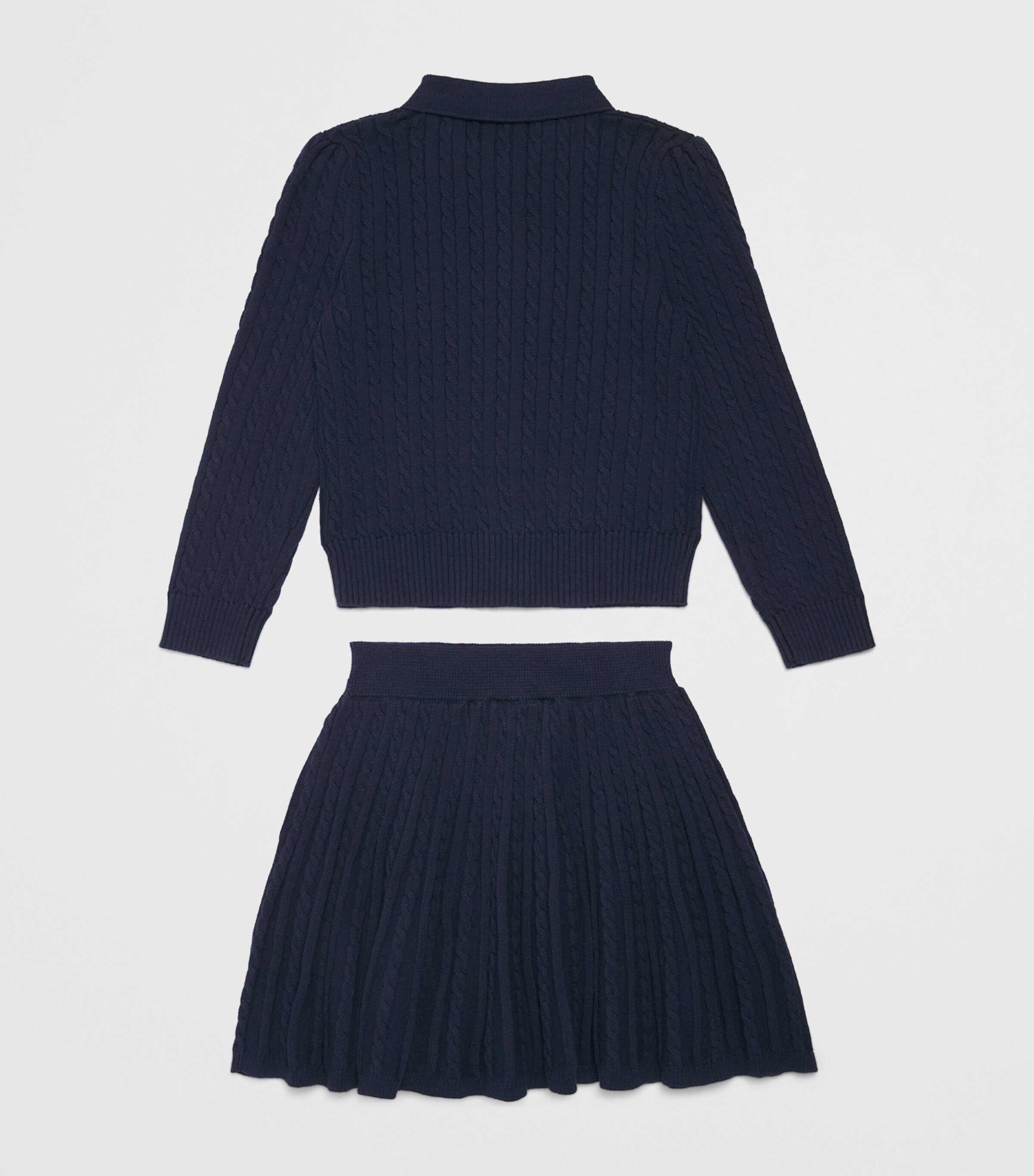 Cotton Cardigan and Skirt Set (7-14 Years) NAVY Image 2