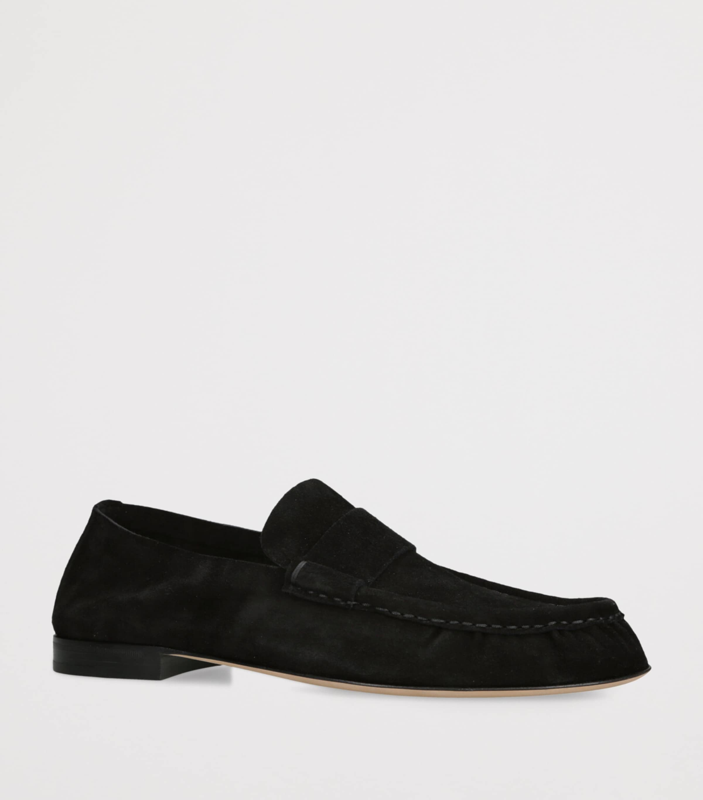 The Row Black Soft Suede Loafers | Harrods UK