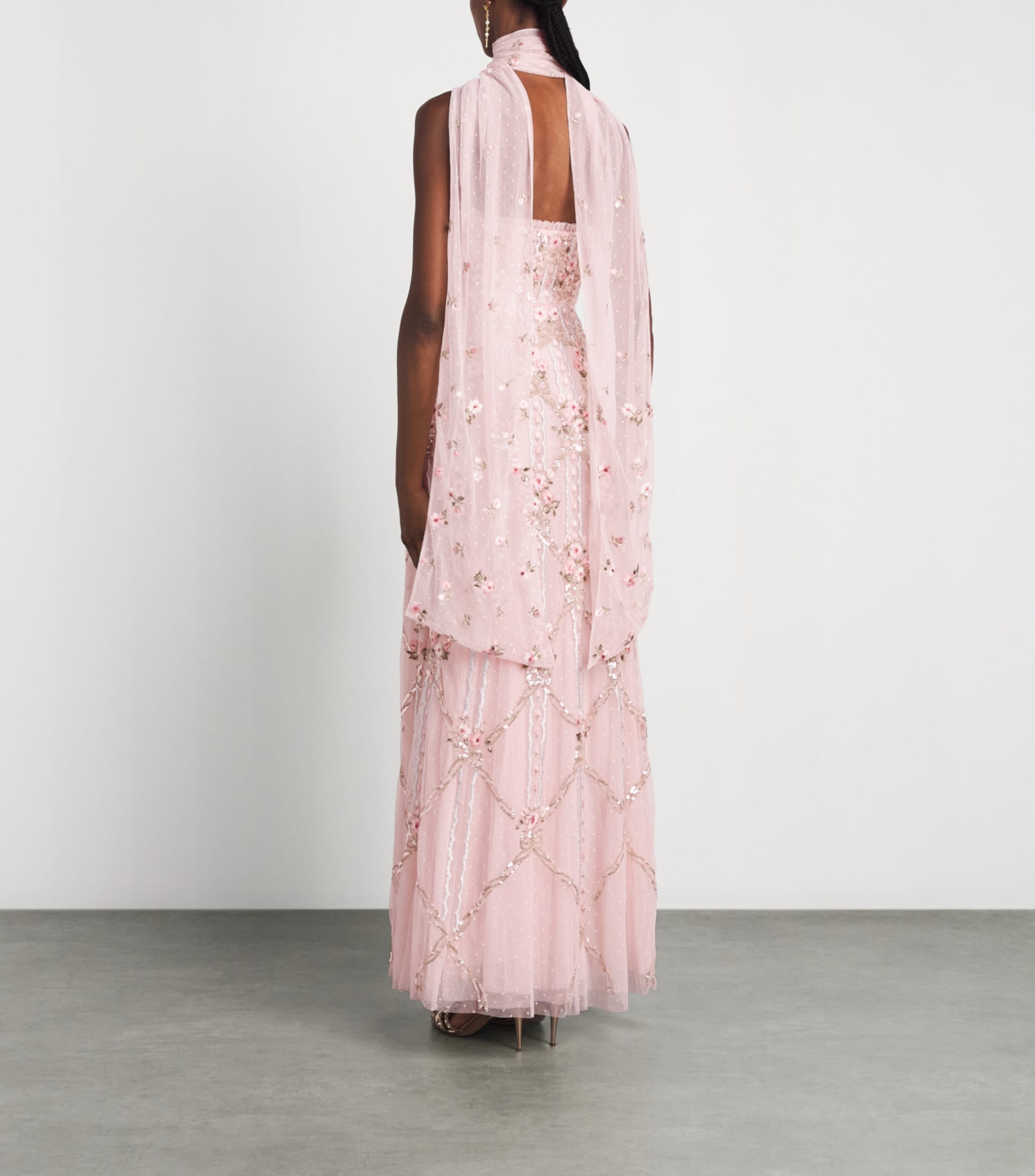 Needle & Thread Womens Lovers Lace Gown with Scarf Dusk Pink Image 4