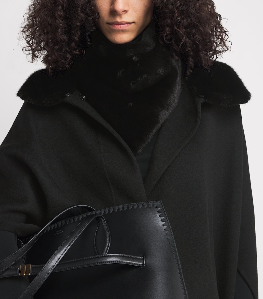 Wool-Cashmere Fox-Trim Cape Coat C99 Image 5