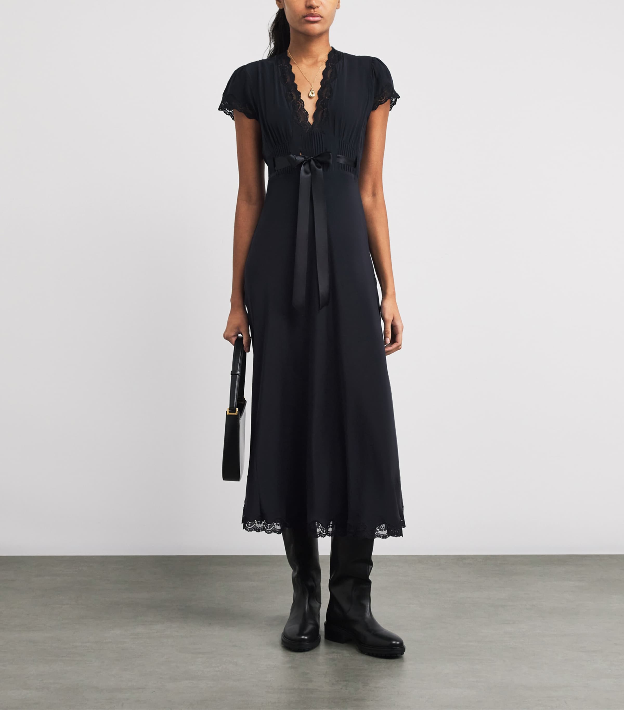 Silk Marlice Midi Dress BLACK Image 3