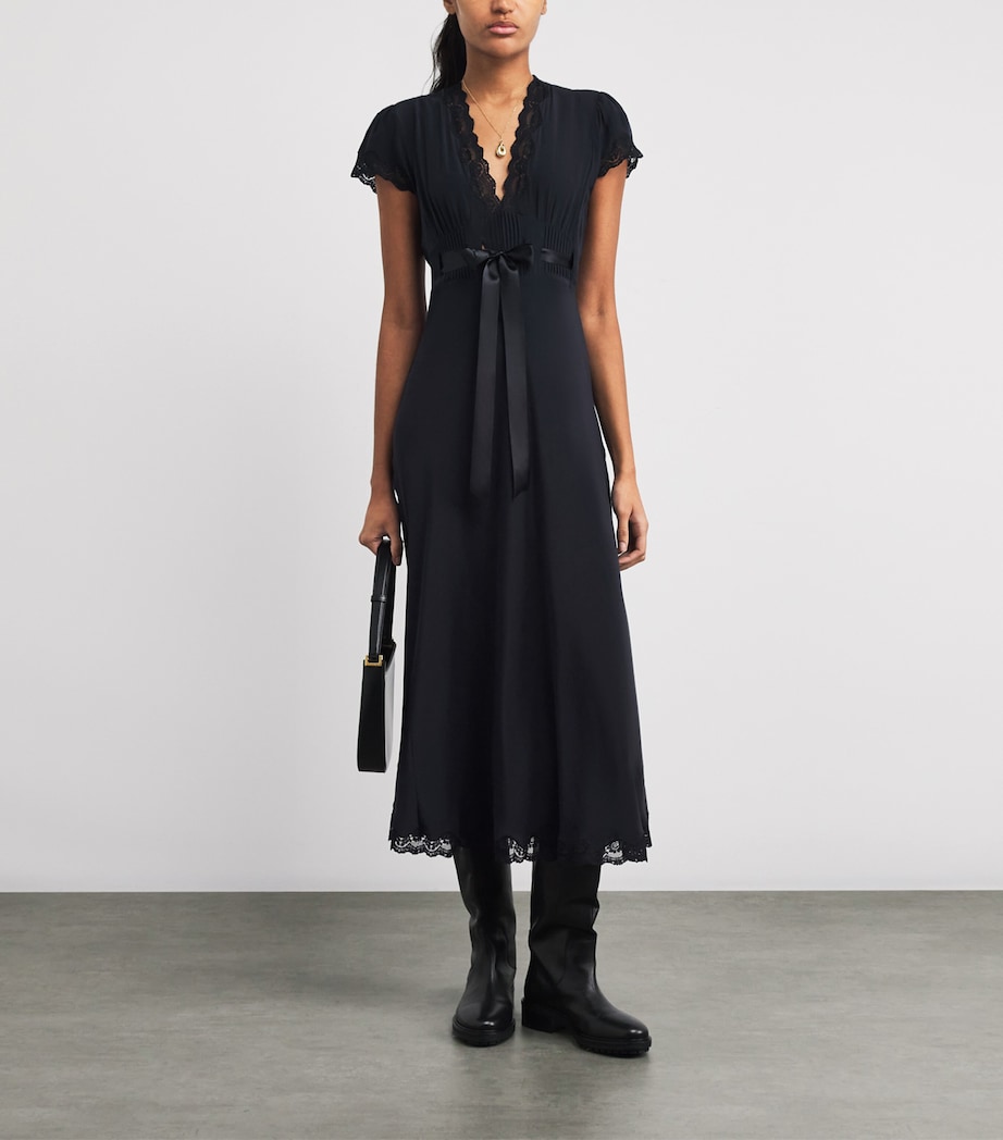 Silk Marlice Midi Dress BLACK Image 3