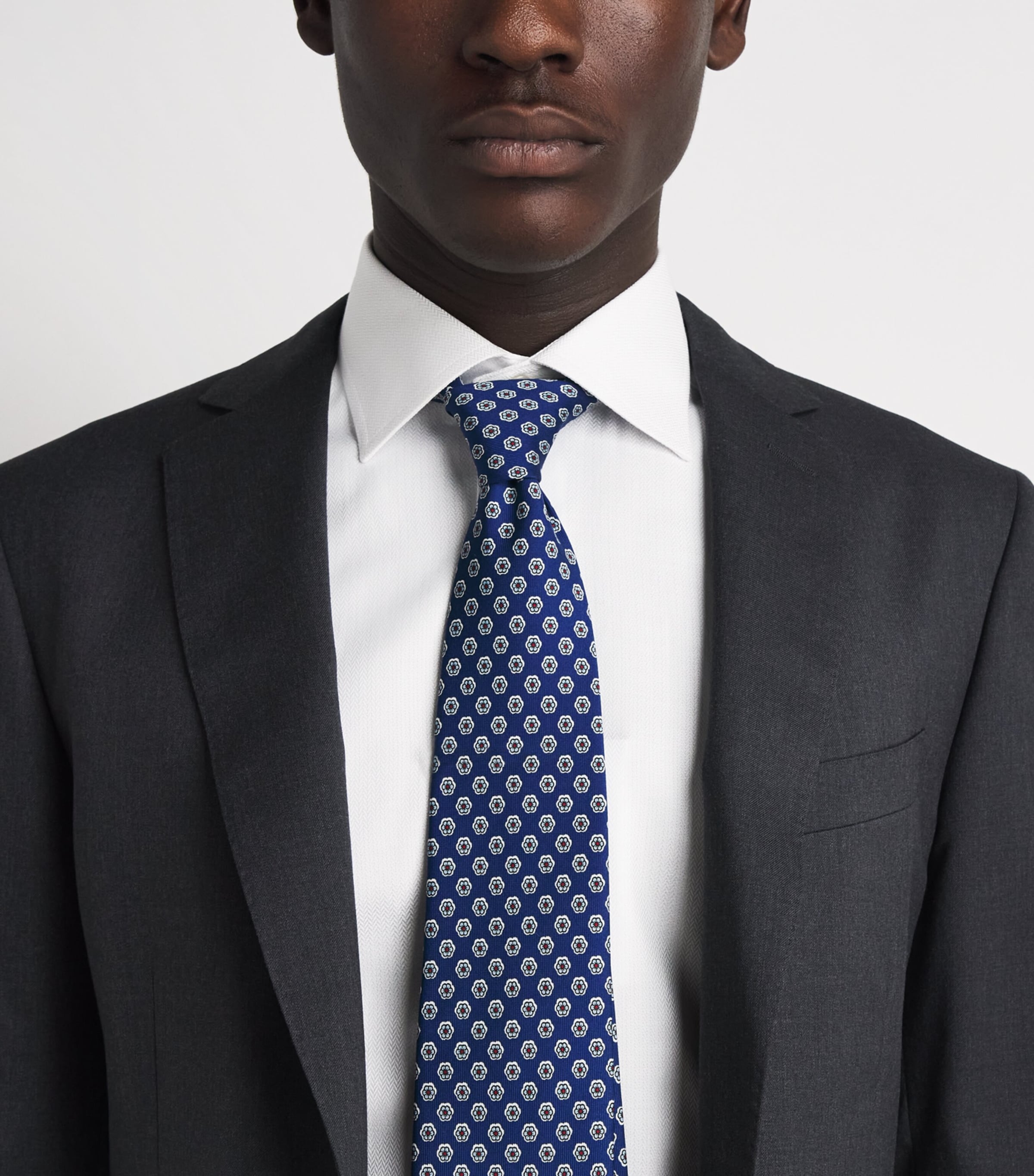 Eton Mens Cotton Herringbone Slim-Fit Shirt White Image 3