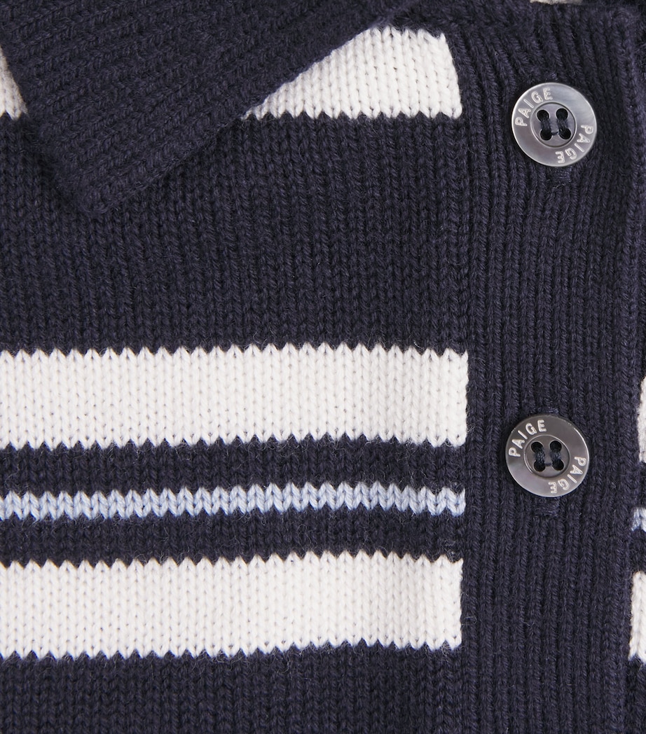 PAIGE Womens Stripe Birch Polo Top Navy Multi Image 6