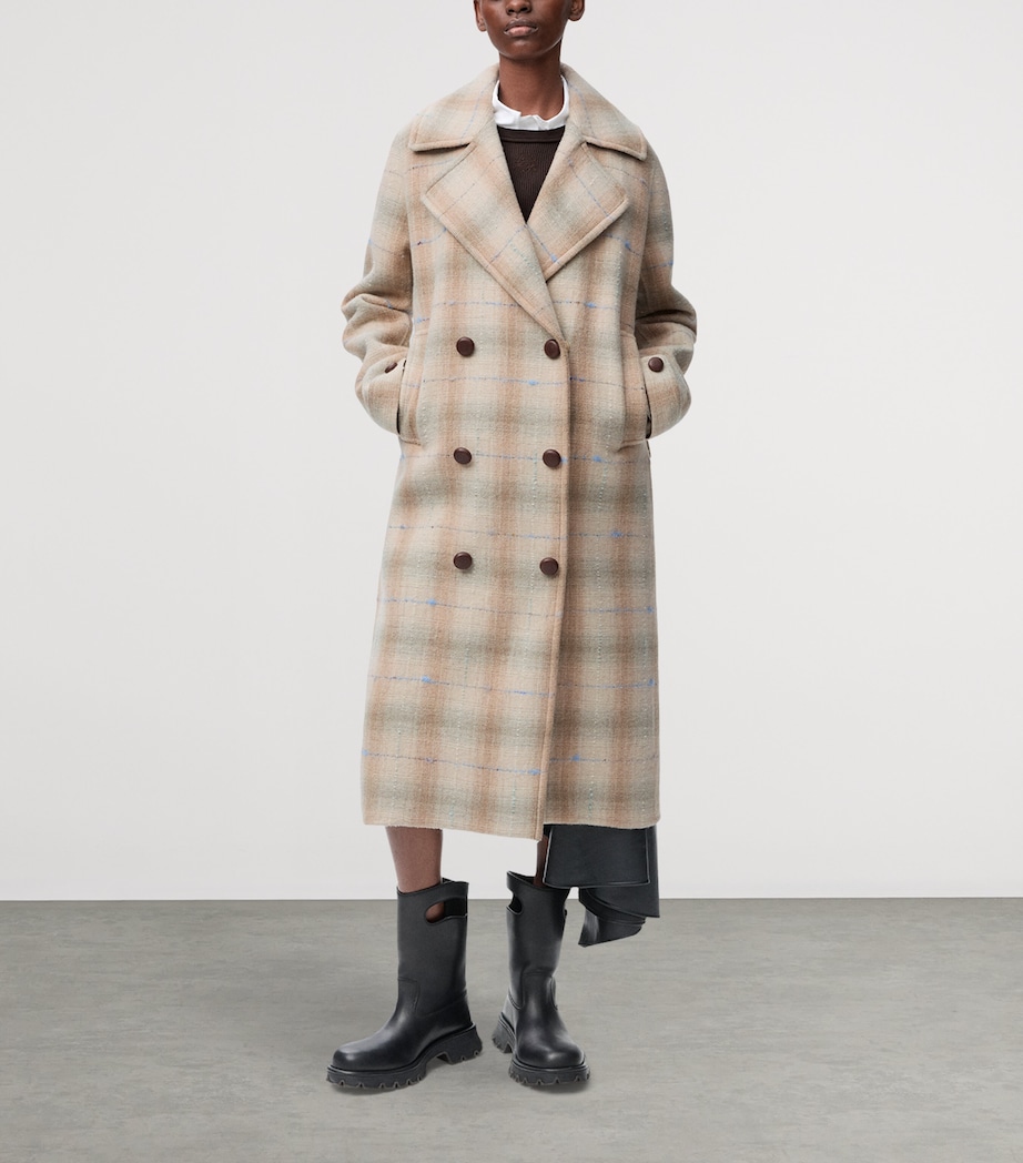 Wool-Cashmere-Blend Check Coat BEIGE Image 3